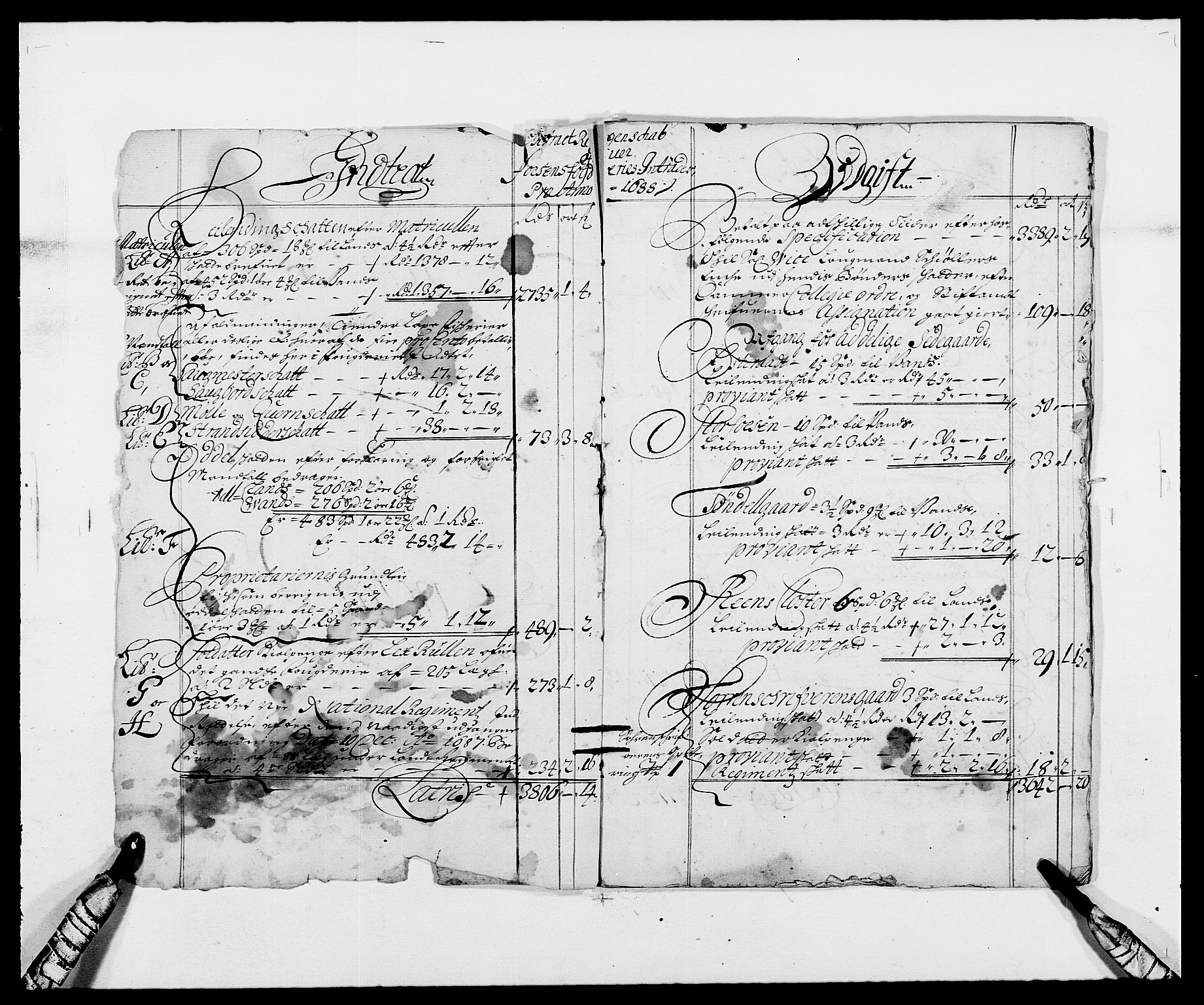 Rentekammeret inntil 1814, Reviderte regnskaper, Fogderegnskap, RA/EA-4092/R57/L3846: Fogderegnskap Fosen, 1688, p. 3