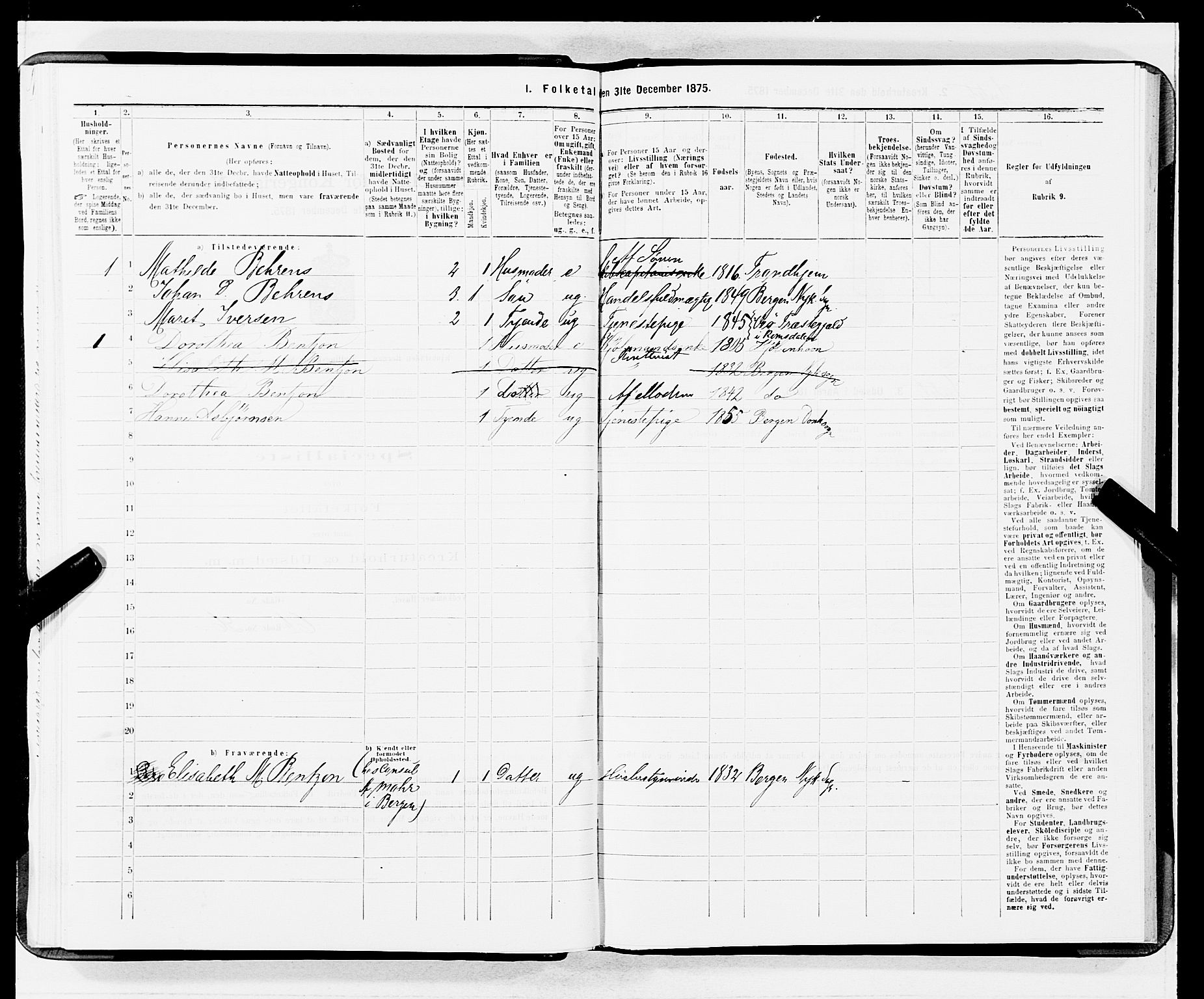 SAB, 1875 census for 1301 Bergen, 1875, p. 1235