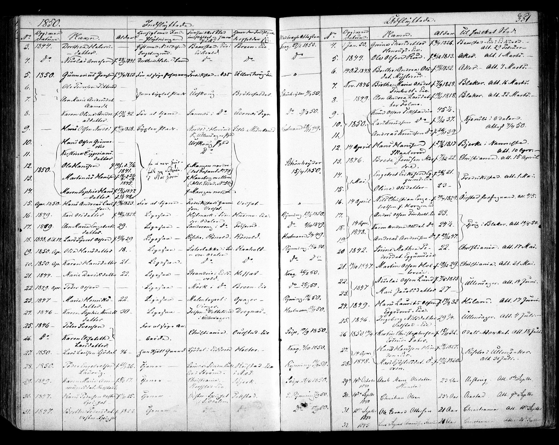 Nes prestekontor Kirkebøker, AV/SAO-A-10410/F/Fa/L0007: Parish register (official) no. I 7, 1846-1858, p. 351