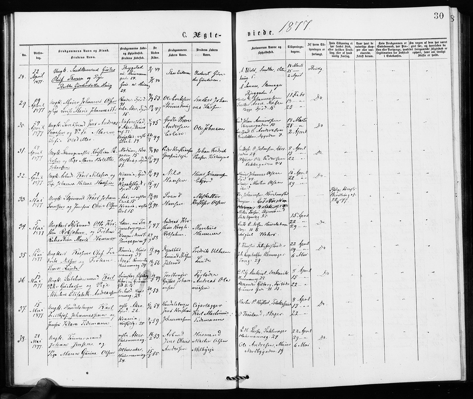 Jakob prestekontor Kirkebøker, SAO/A-10850/F/Fa/L0002: Parish register (official) no. 2, 1875-1879, p. 30