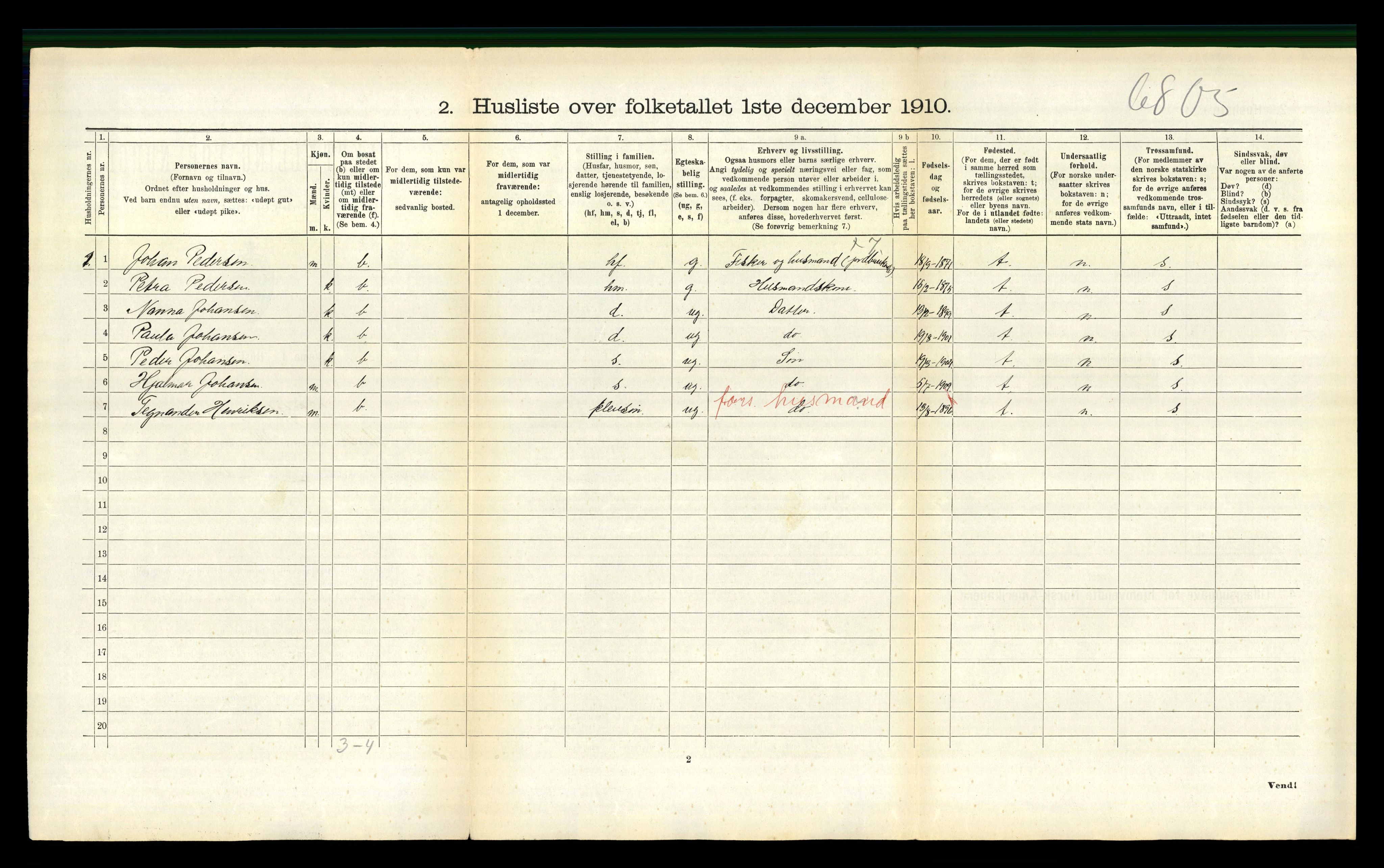 RA, 1910 census for Borge, 1910, p. 998