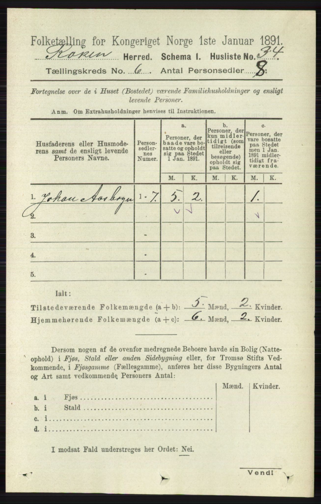 RA, 1891 census for 0627 Røyken, 1891, p. 3576