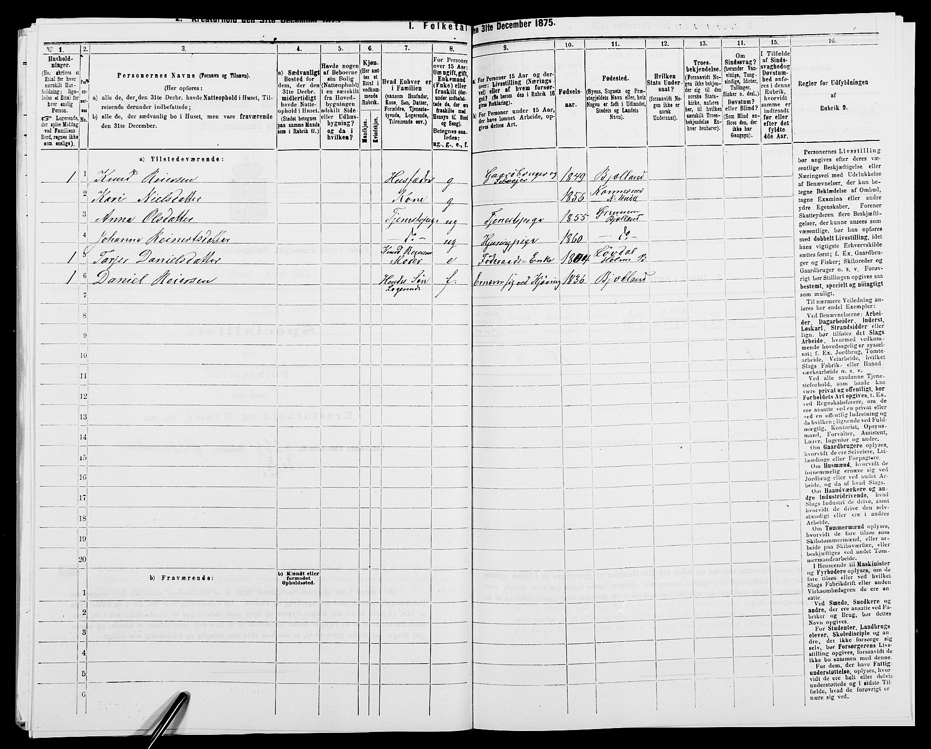 SAK, 1875 census for 1028P Nord-Audnedal, 1875, p. 595