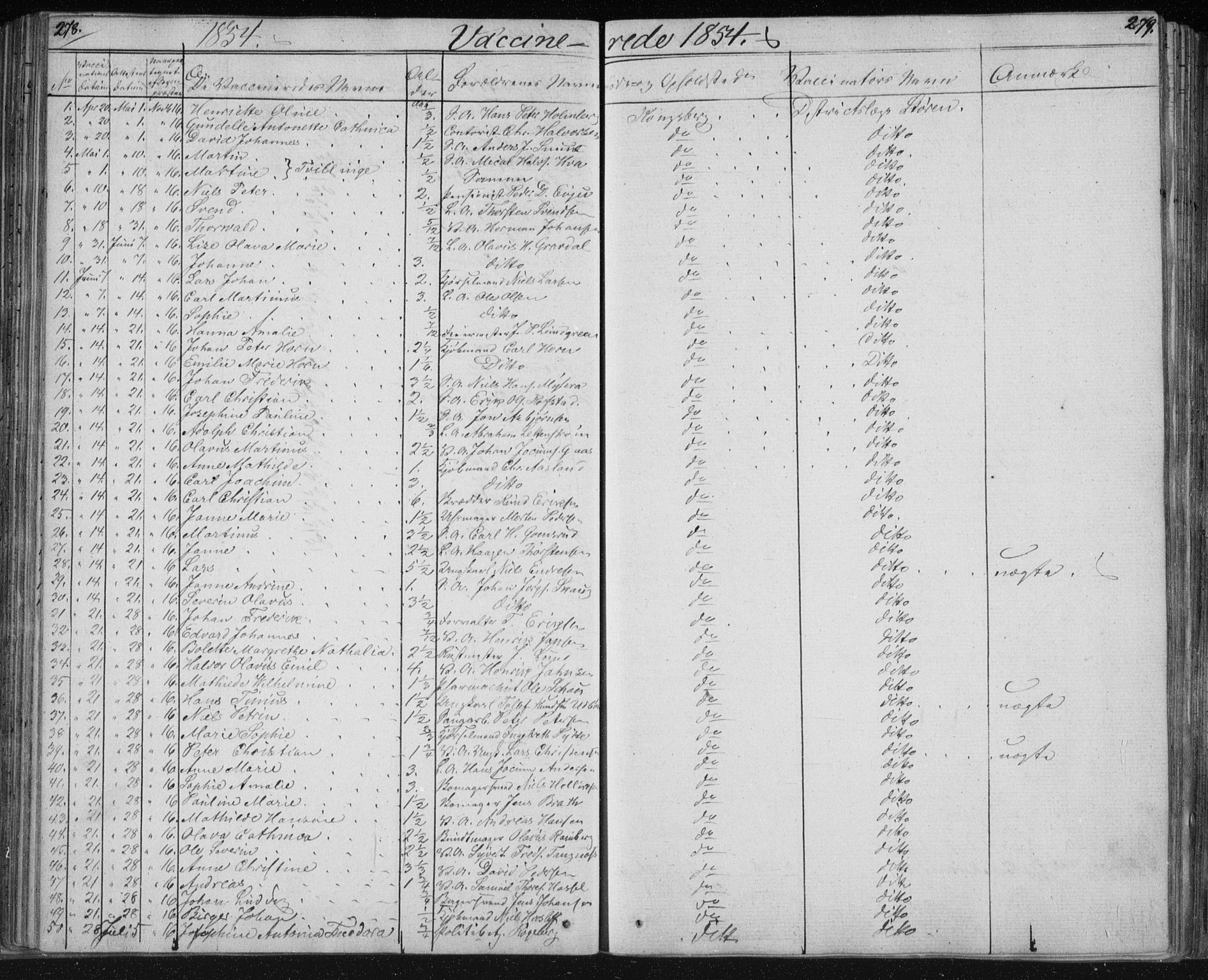 Kongsberg kirkebøker, SAKO/A-22/F/Fa/L0009: Parish register (official) no. I 9, 1839-1858, p. 278-279