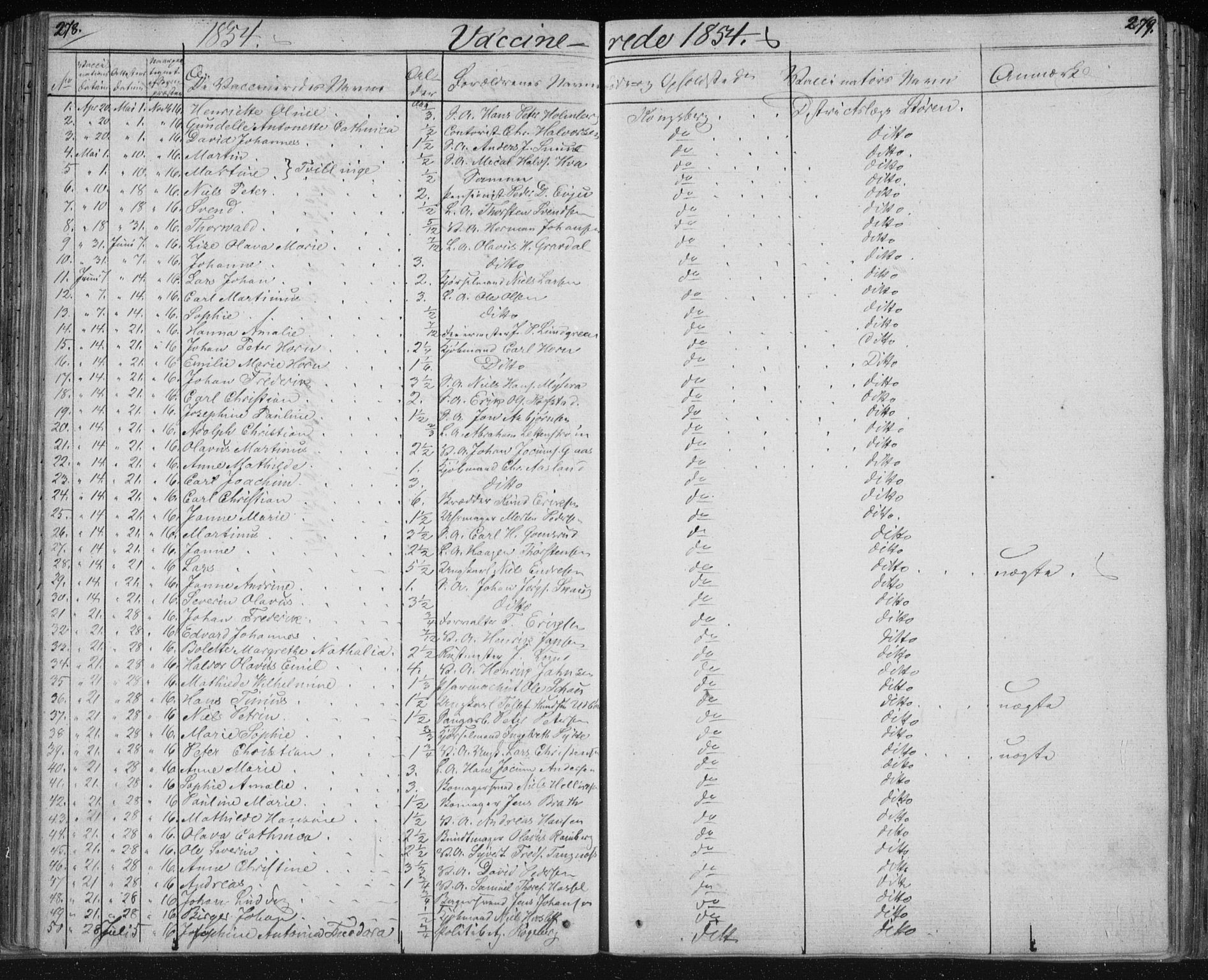 Kongsberg kirkebøker, AV/SAKO-A-22/F/Fa/L0009: Parish register (official) no. I 9, 1839-1858, p. 278-279