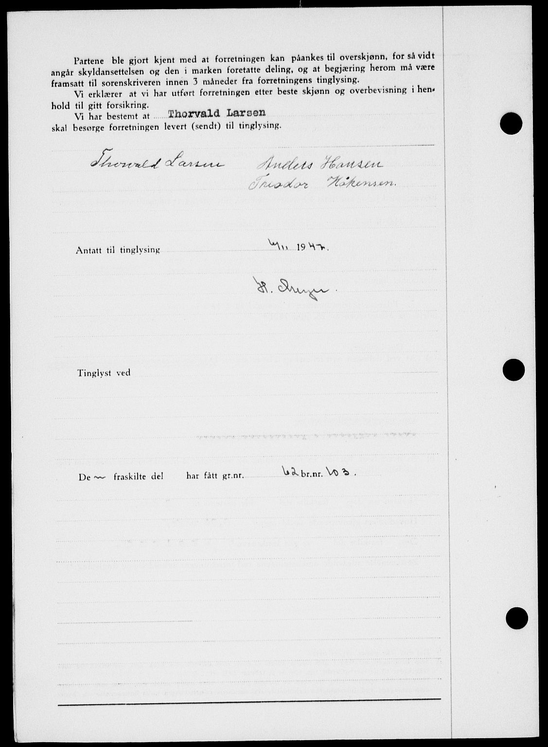 Onsøy sorenskriveri, SAO/A-10474/G/Ga/Gab/L0021: Mortgage book no. II A-21, 1947-1947, Diary no: : 3064/1947