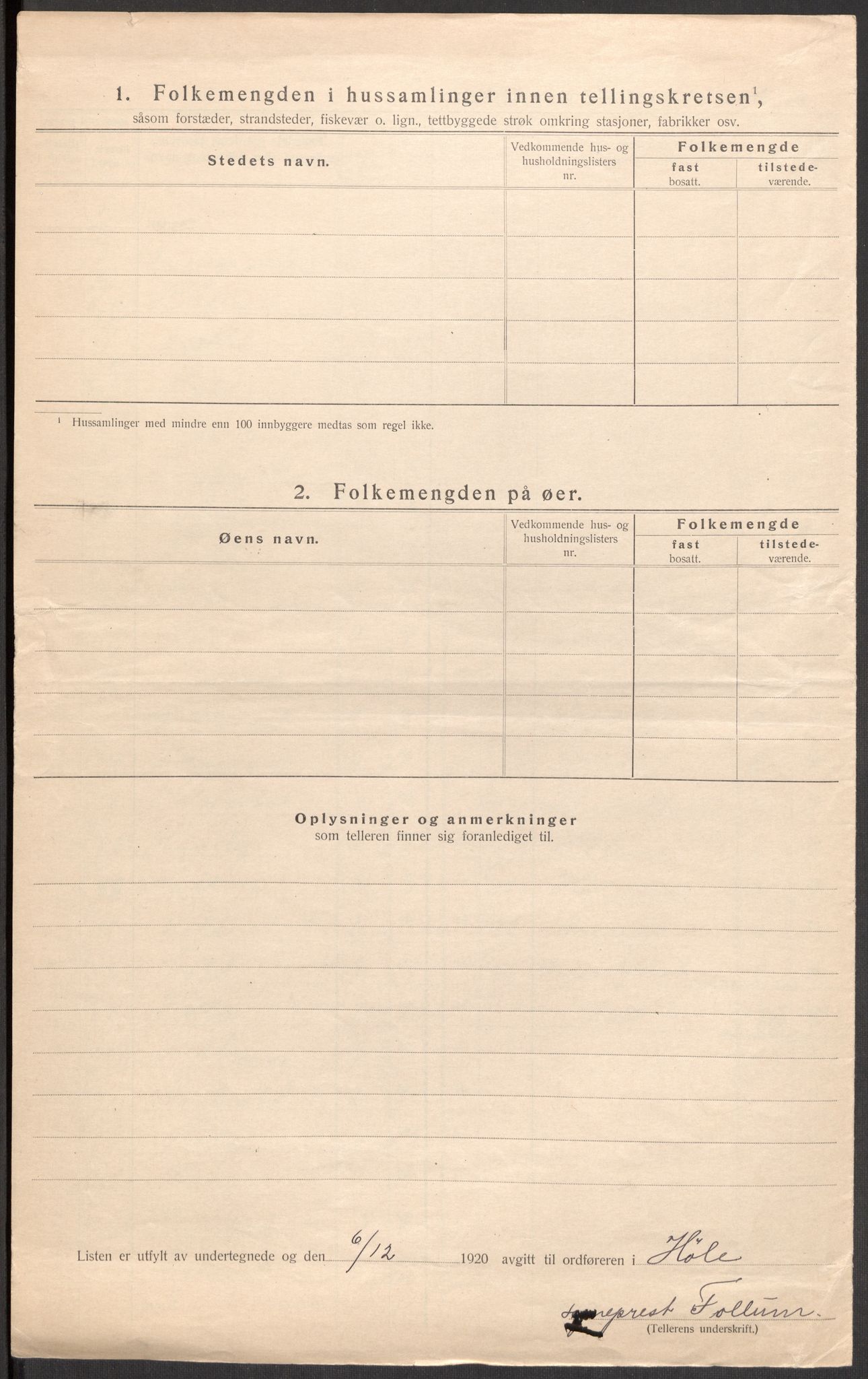 SAST, 1920 census for Høle, 1920, p. 20
