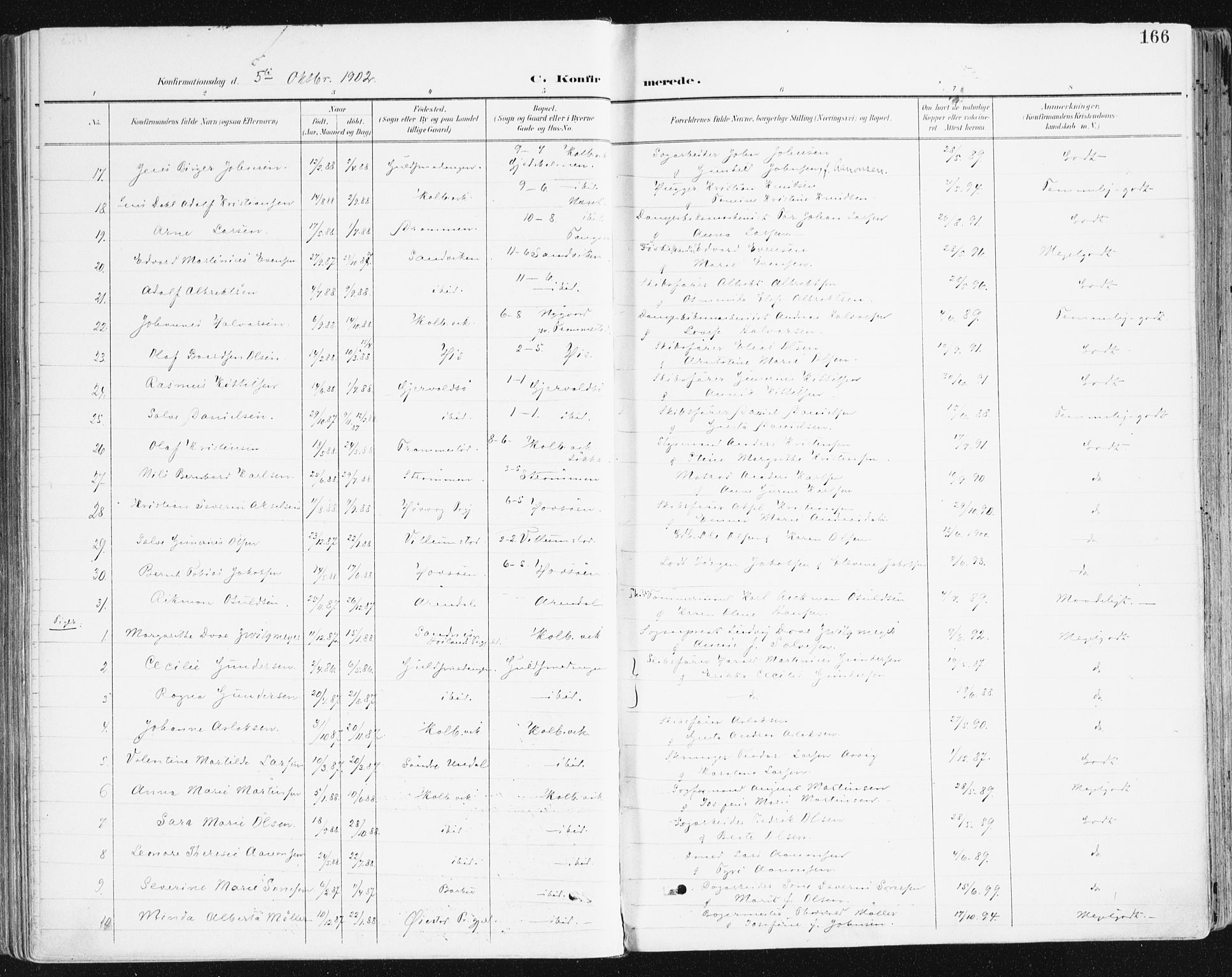 Hisøy sokneprestkontor, SAK/1111-0020/F/Fa/L0004: Parish register (official) no. A 4, 1895-1917, p. 166