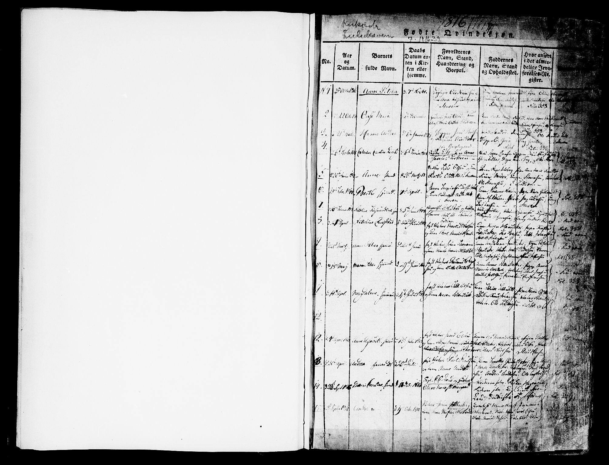 Stavern kirkebøker, AV/SAKO-A-318/F/Fa/L0006: Parish register (official) no. 6, 1816-1839, p. 1