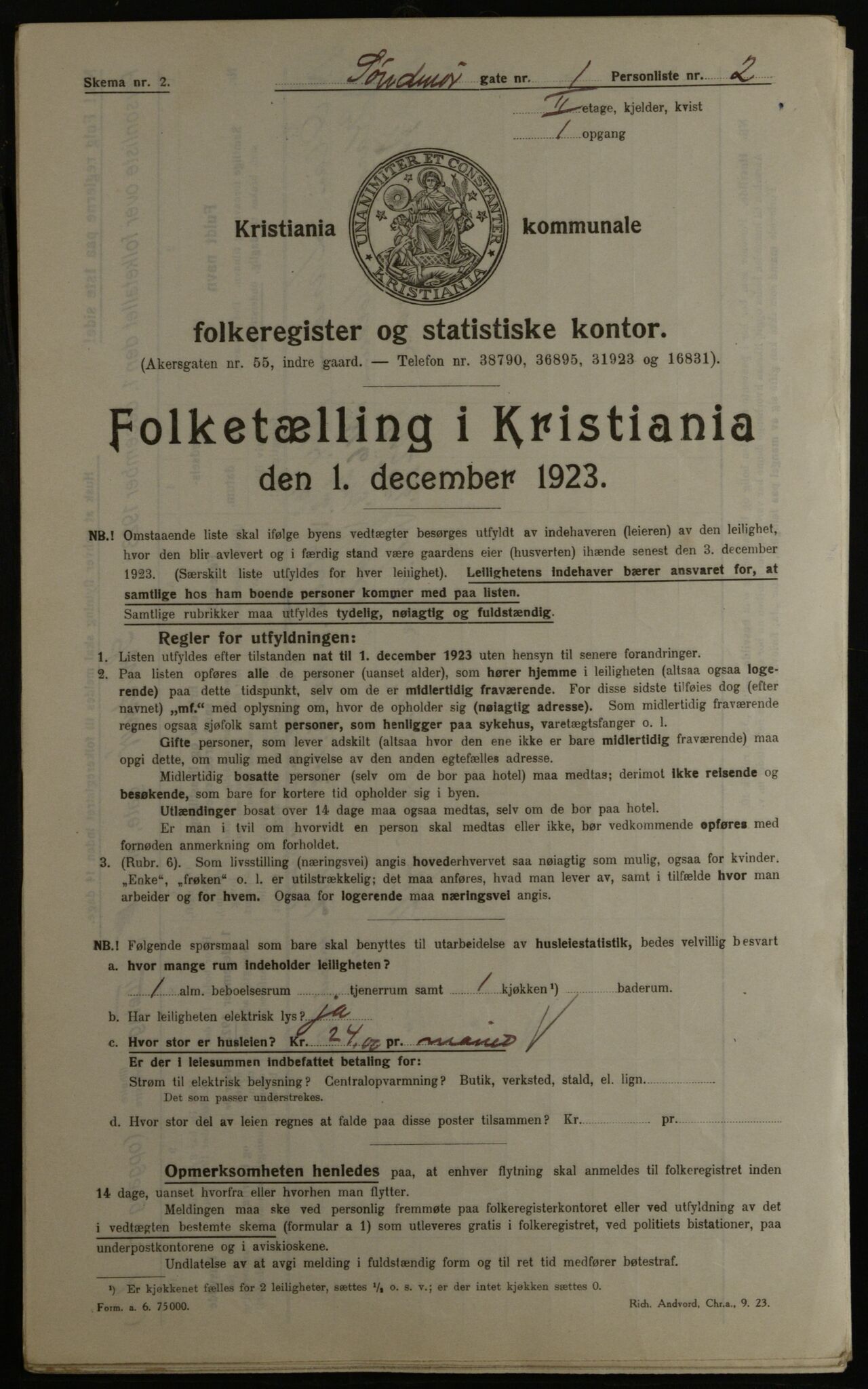 OBA, Municipal Census 1923 for Kristiania, 1923, p. 116062