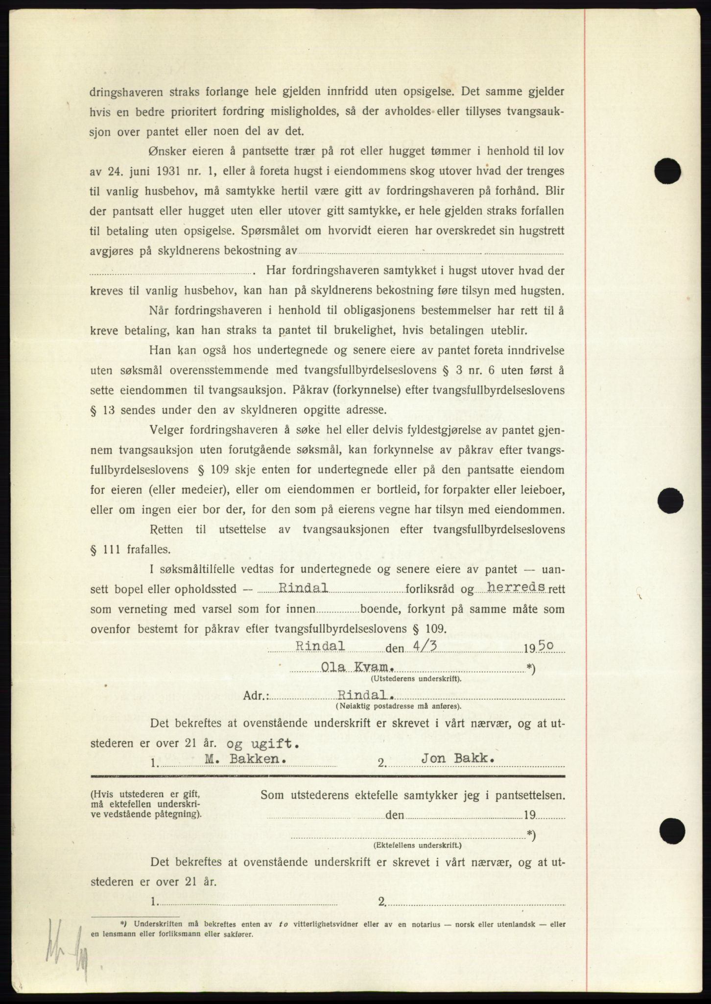 Nordmøre sorenskriveri, AV/SAT-A-4132/1/2/2Ca: Mortgage book no. B104, 1950-1950, Diary no: : 1127/1950