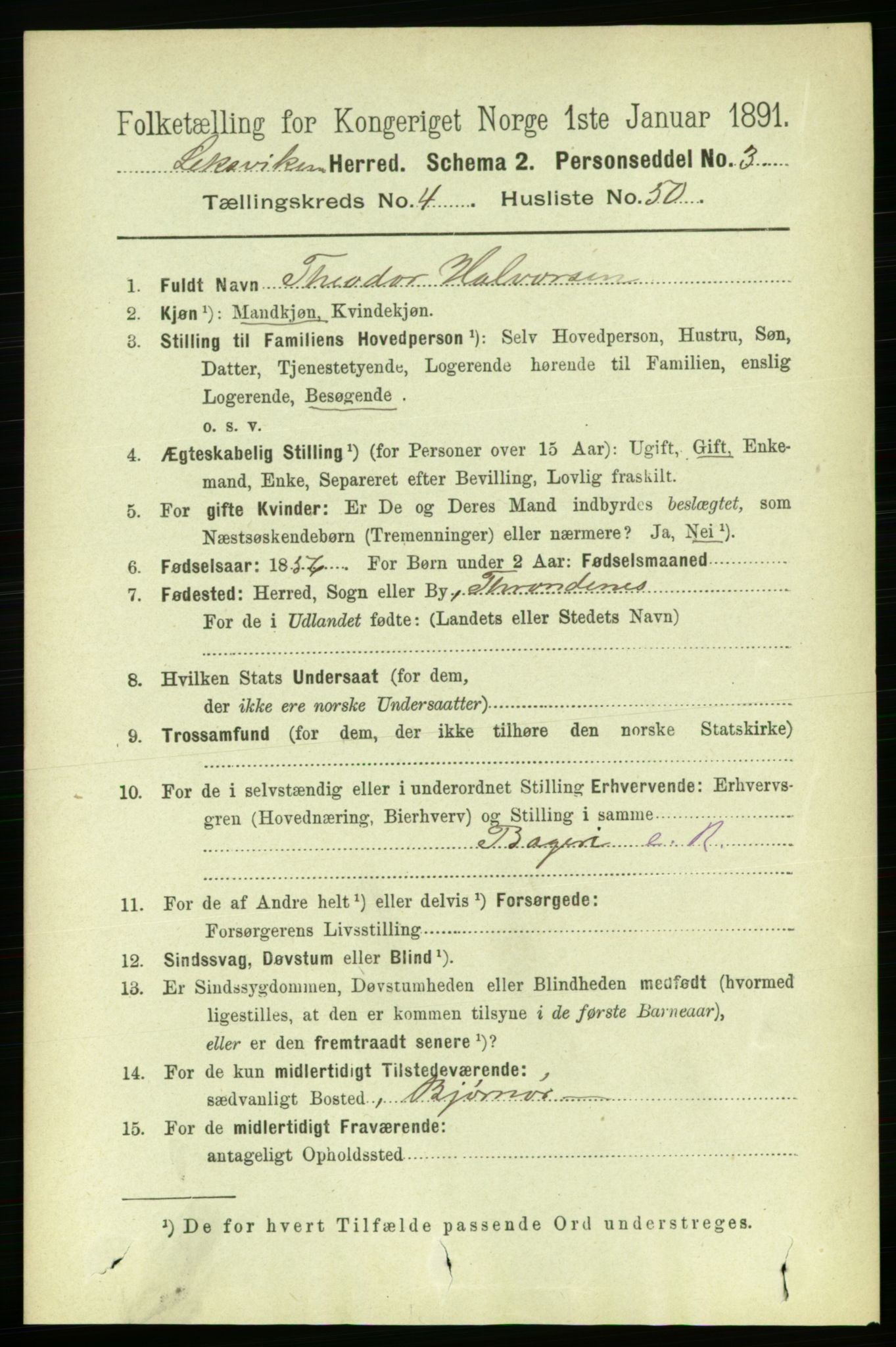 RA, 1891 census for 1718 Leksvik, 1891, p. 2227