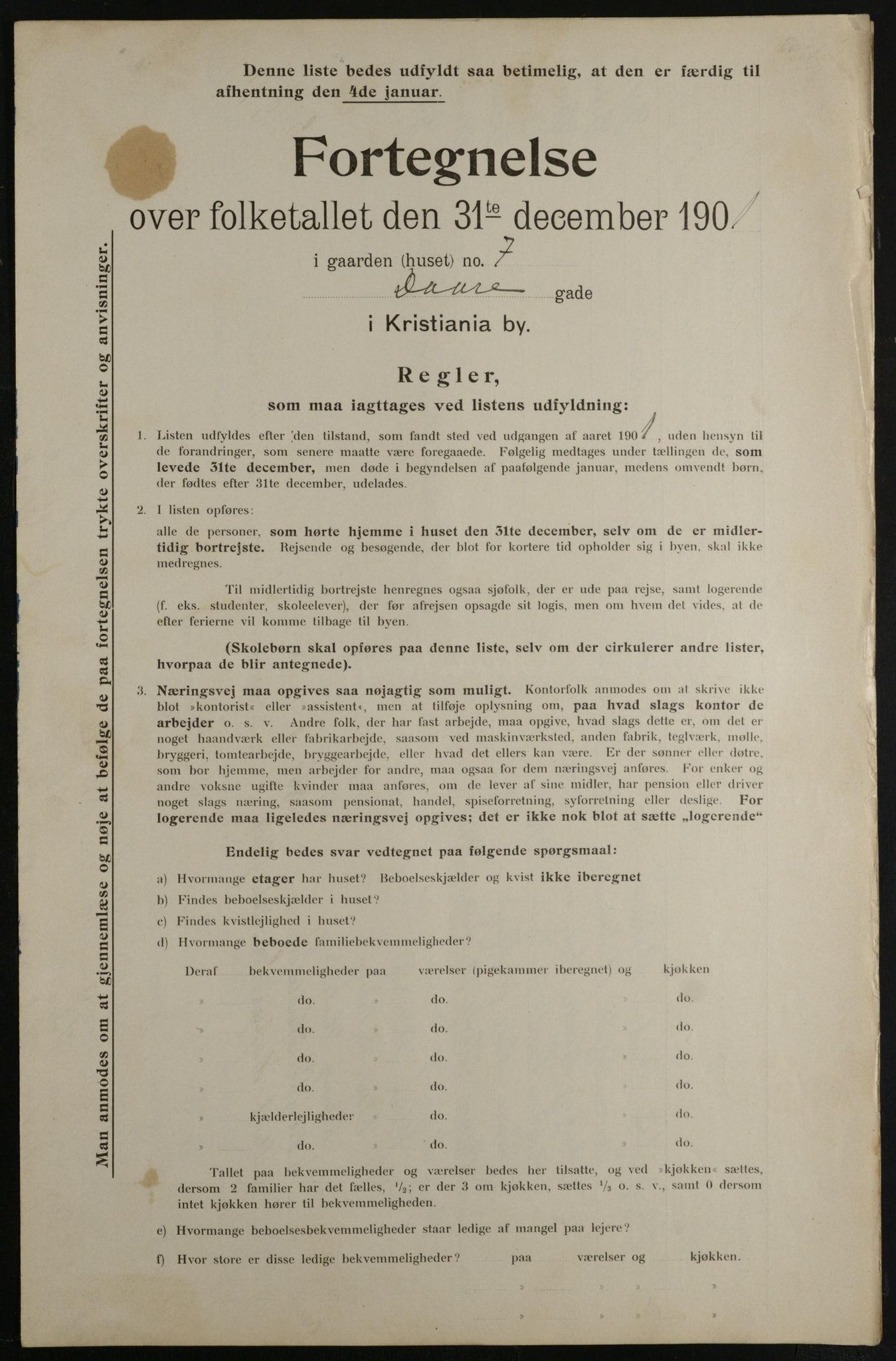 OBA, Municipal Census 1901 for Kristiania, 1901, p. 2621