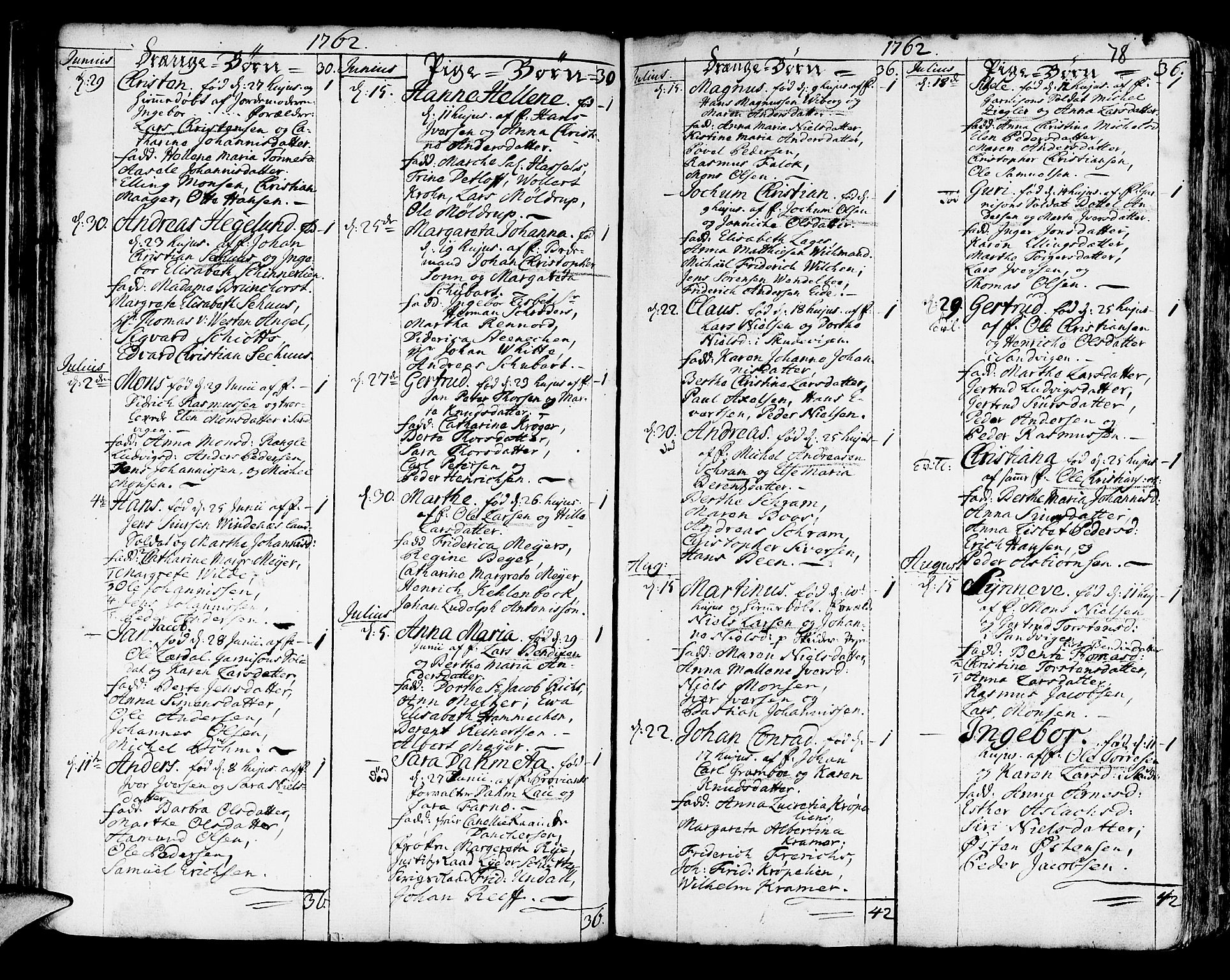 Korskirken sokneprestembete, SAB/A-76101/H/Haa/L0005: Parish register (official) no. A 5, 1751-1789, p. 78