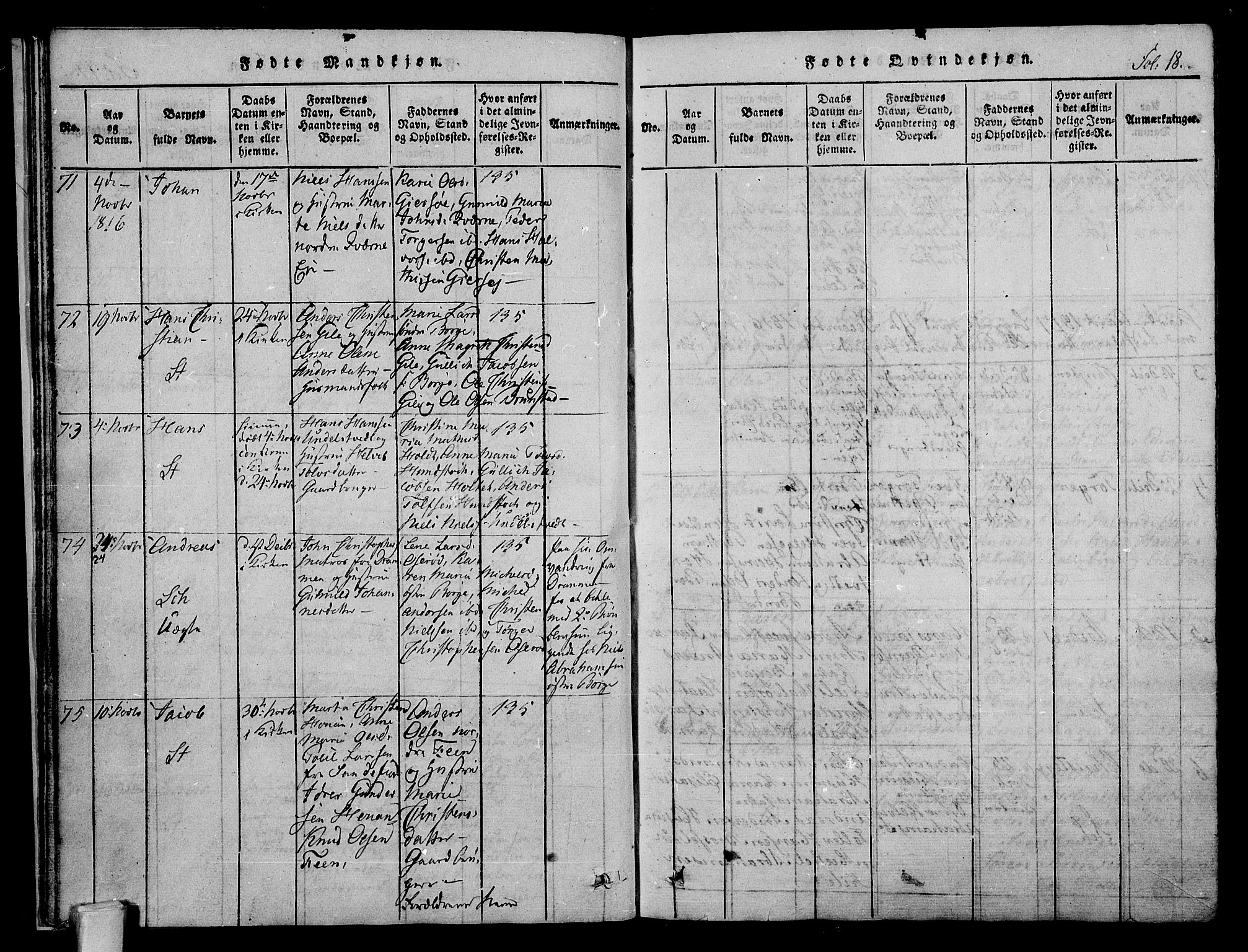 Stokke kirkebøker, AV/SAKO-A-320/F/Fa/L0005: Parish register (official) no. I 5, 1815-1826, p. 18