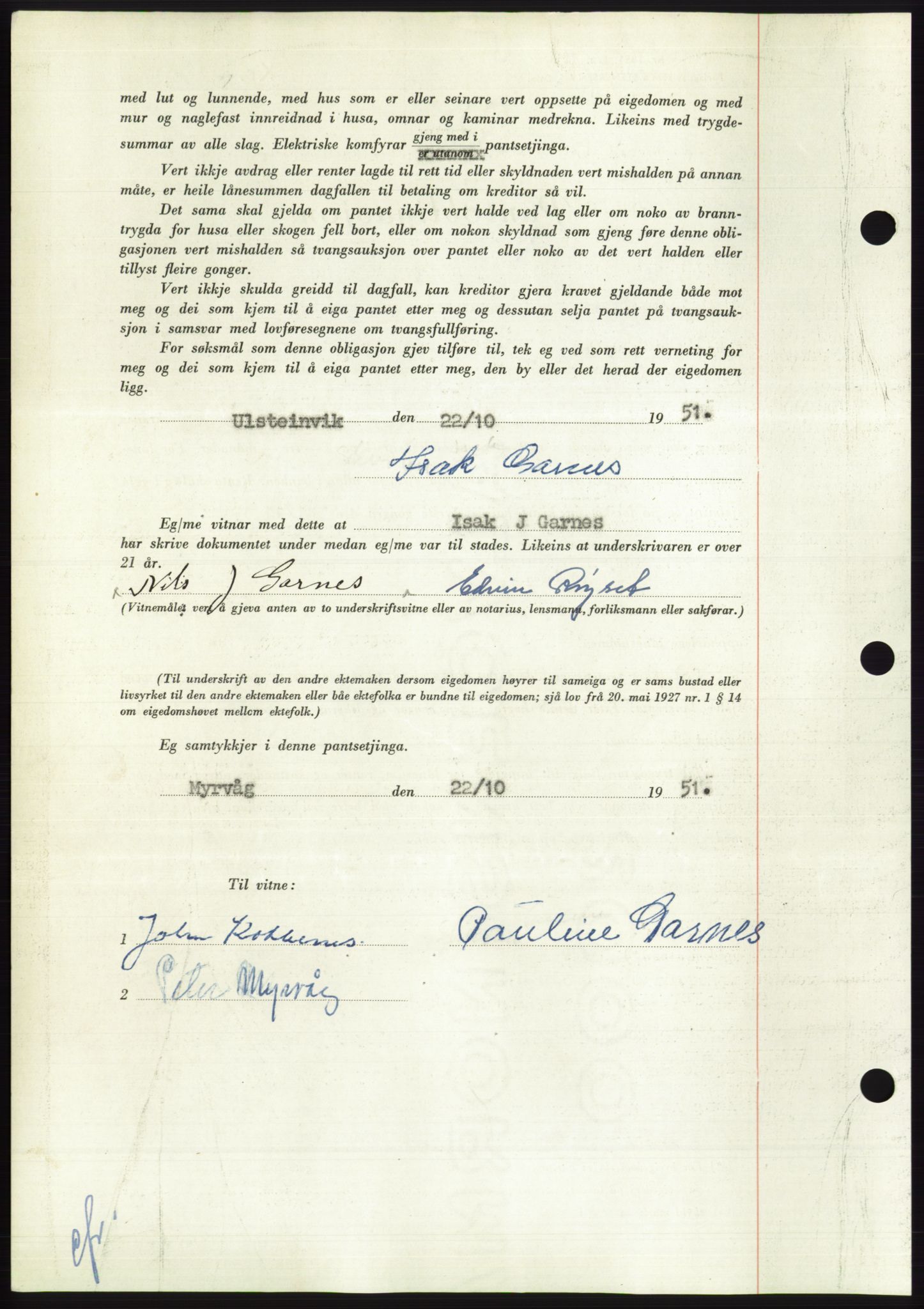 Søre Sunnmøre sorenskriveri, AV/SAT-A-4122/1/2/2C/L0120: Mortgage book no. 8B, 1951-1951, Diary no: : 2080/1951