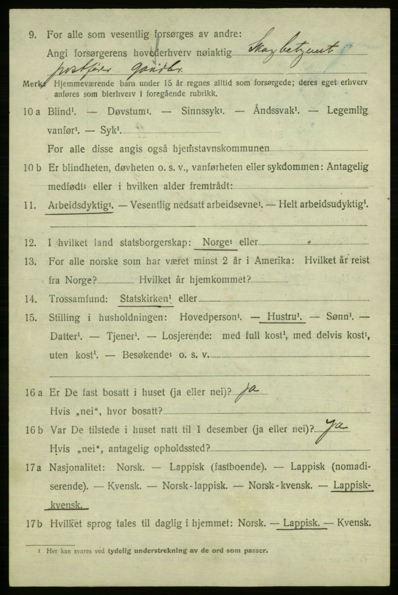 SATØ, 1920 census for Polmak, 1920, p. 720