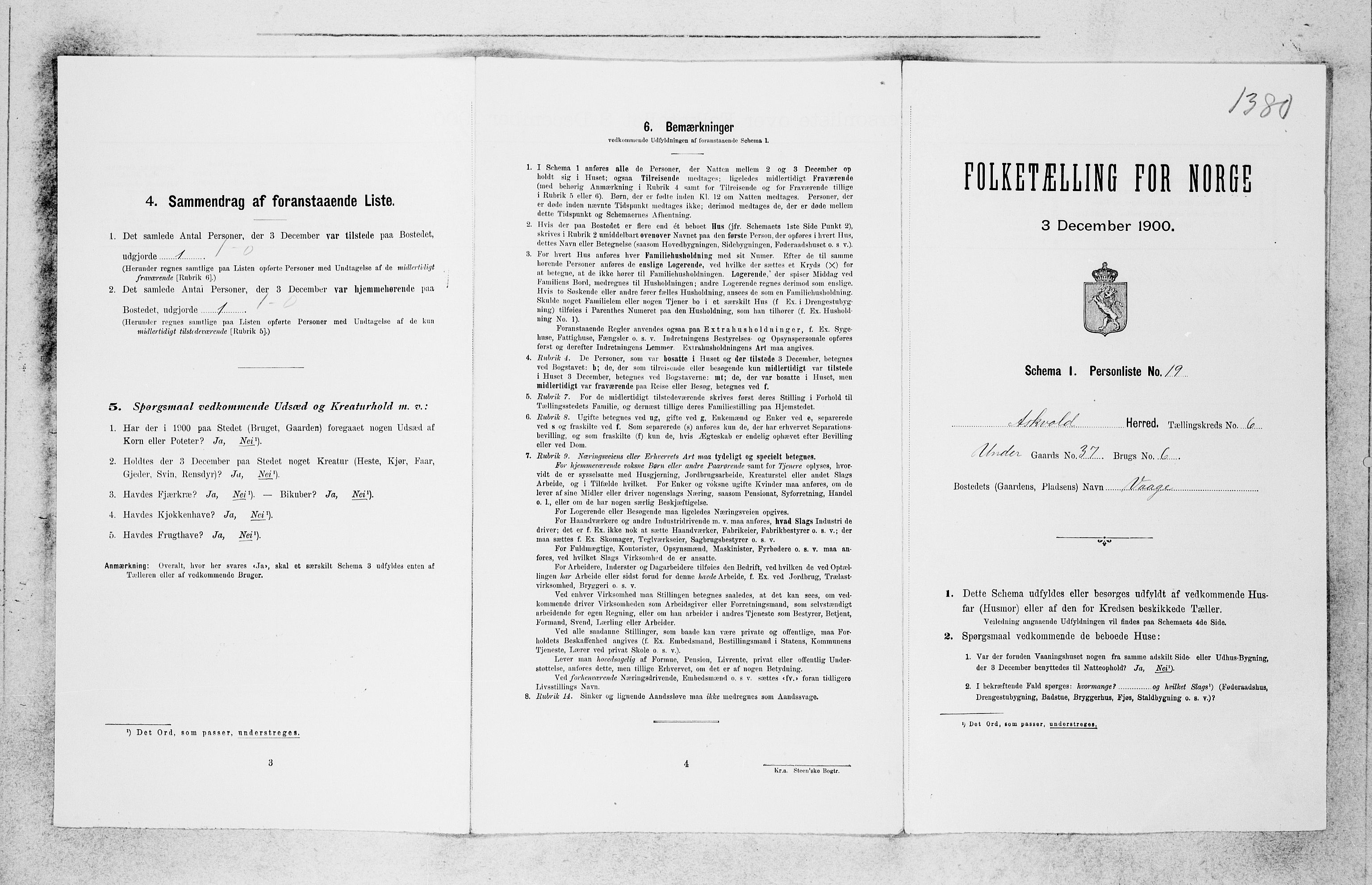 SAB, 1900 census for Askvoll, 1900, p. 504