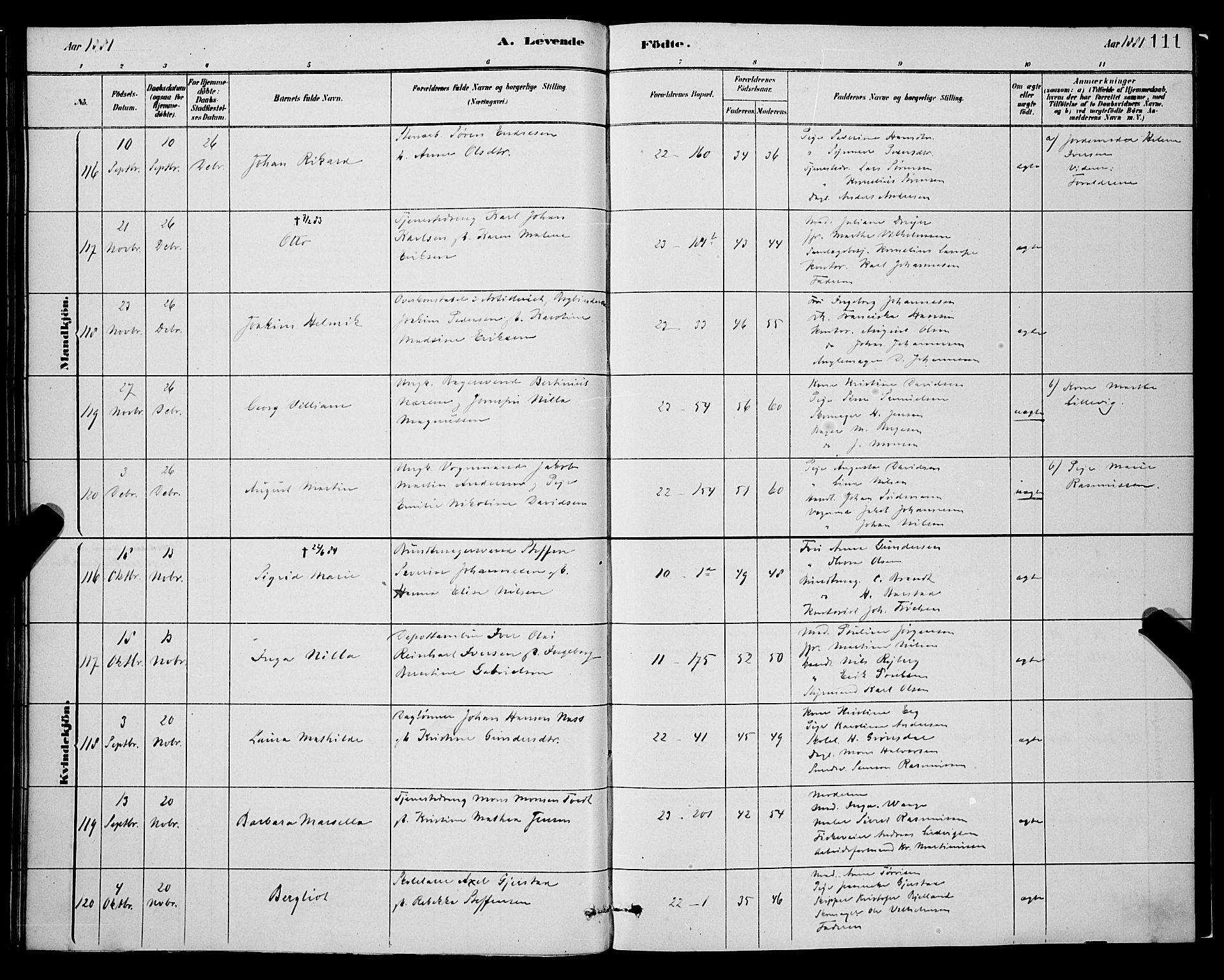 Korskirken sokneprestembete, AV/SAB-A-76101/H/Hab: Parish register (copy) no. B 8, 1878-1887, p. 111