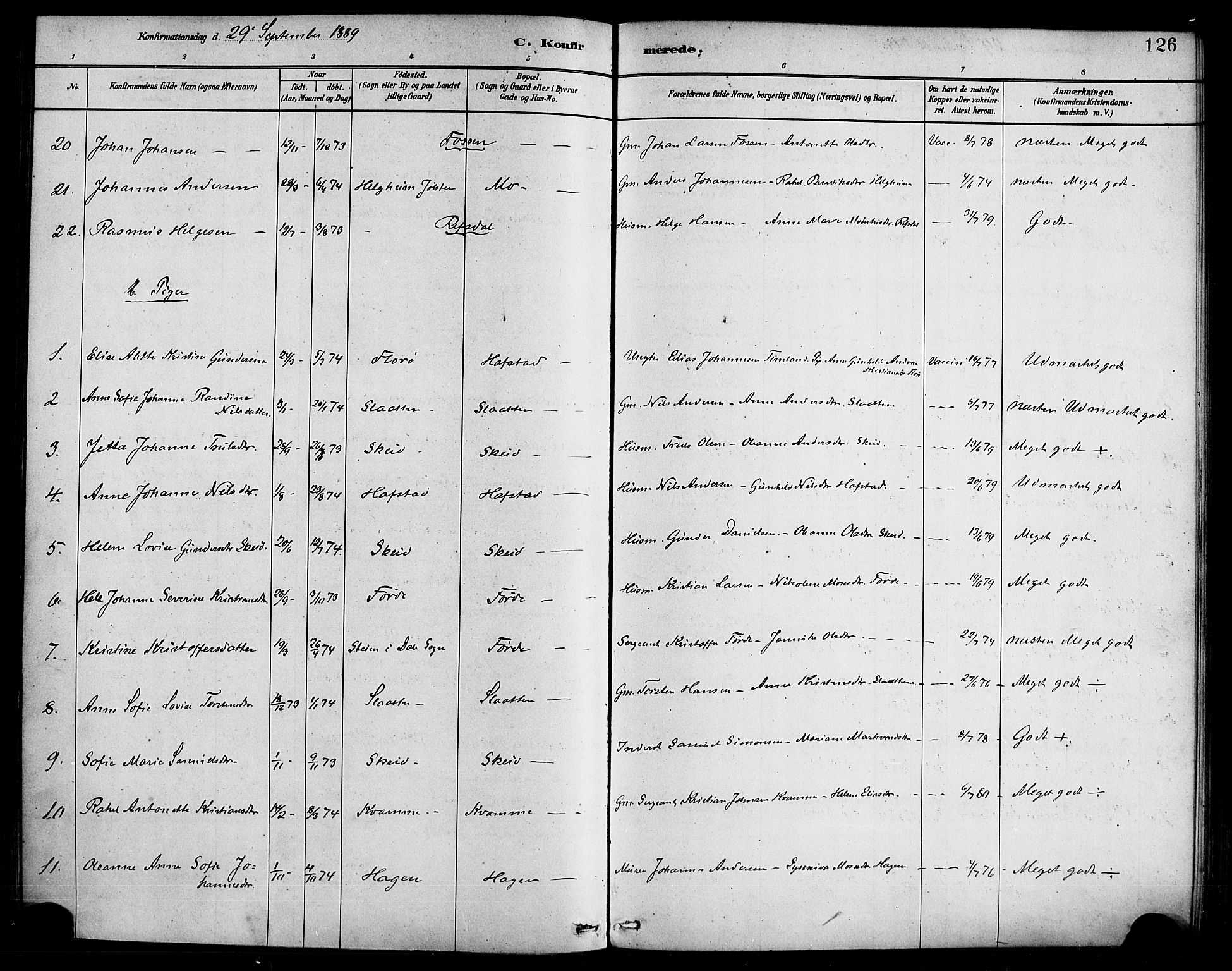 Førde sokneprestembete, AV/SAB-A-79901/H/Haa/Haab/L0001: Parish register (official) no. B 1, 1880-1898, p. 126