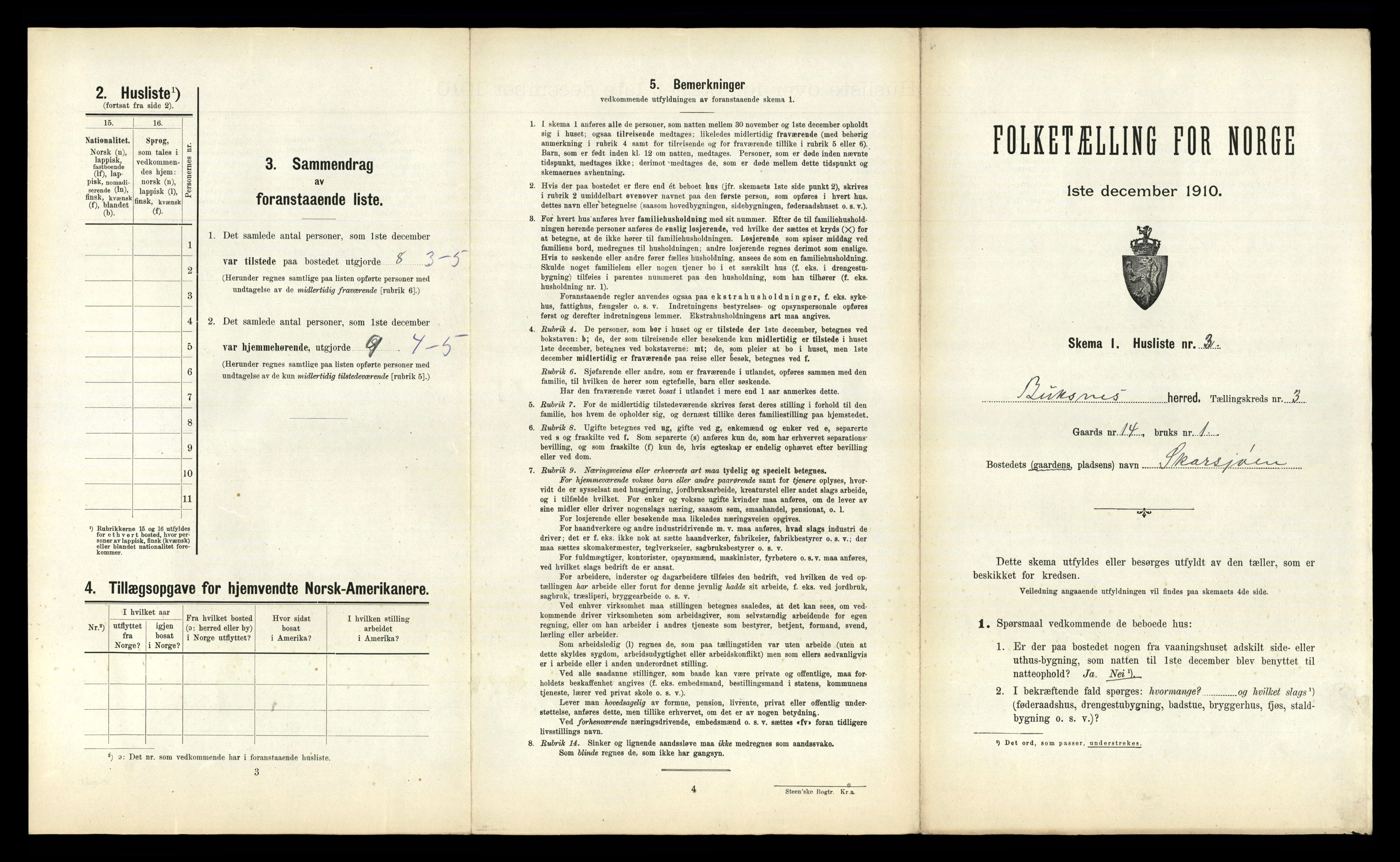 RA, 1910 census for Buksnes, 1910, p. 408