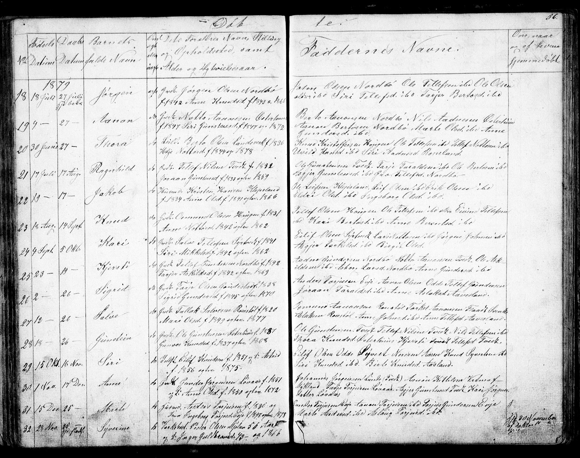 Evje sokneprestkontor, SAK/1111-0008/F/Fb/Fba/L0002: Parish register (copy) no. B 2, 1849-1896, p. 56