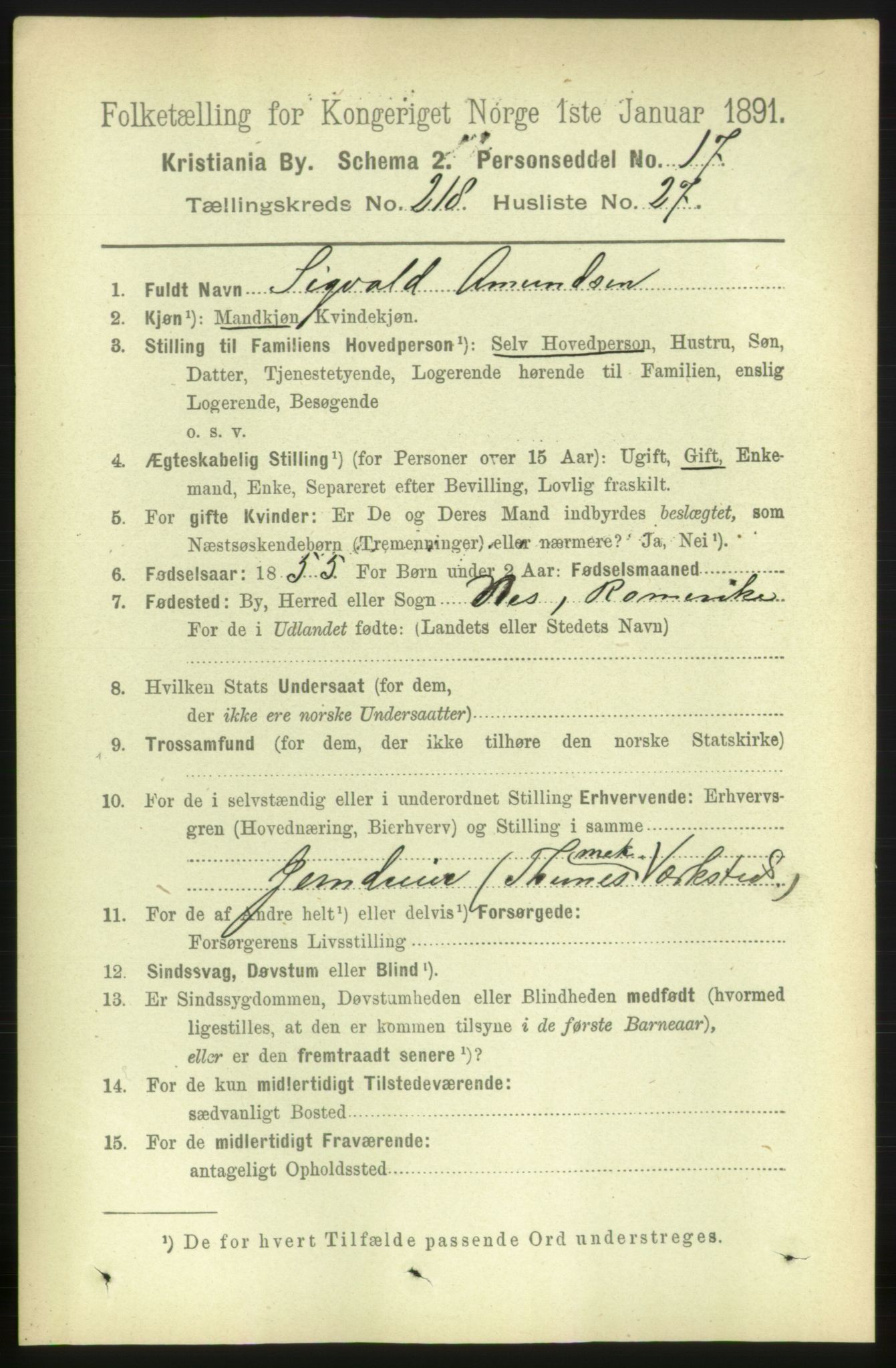 RA, 1891 census for 0301 Kristiania, 1891, p. 129706