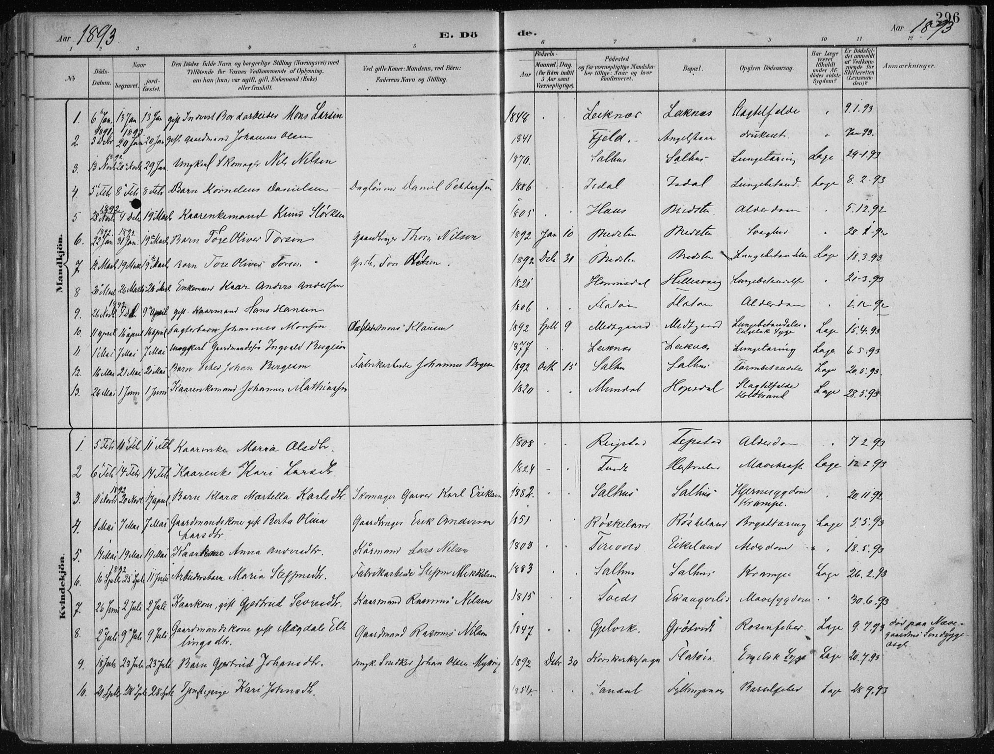 Hamre sokneprestembete, AV/SAB-A-75501/H/Ha/Haa/Haab/L0001: Parish register (official) no. B  1, 1882-1905, p. 296