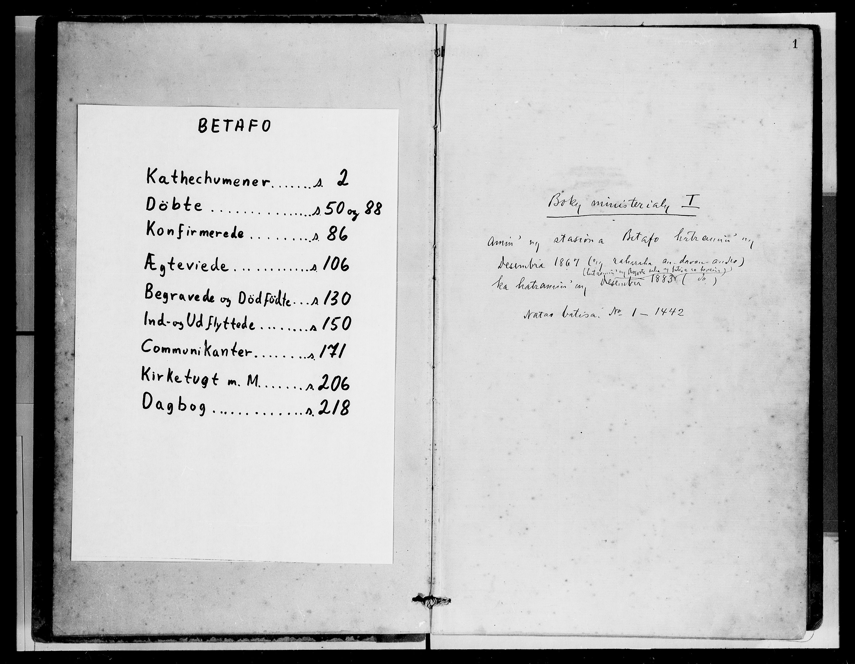 Archives FLM/NMS, Madagaskar, VID/MA-A-1163/D/Db/L0269: Parish register (official) no. 1, 1867-1884