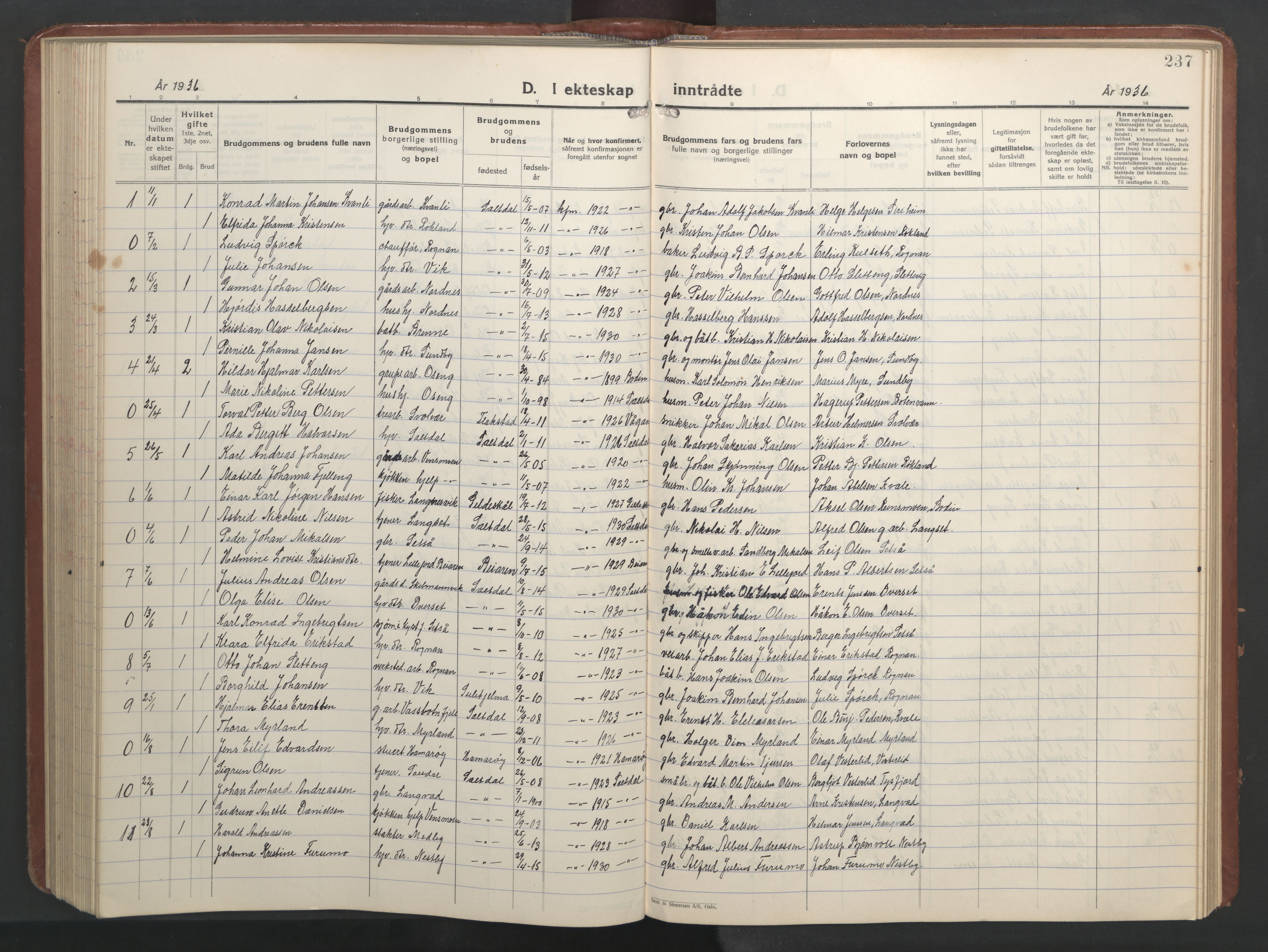 Ministerialprotokoller, klokkerbøker og fødselsregistre - Nordland, SAT/A-1459/847/L0680: Parish register (copy) no. 847C08, 1930-1947, p. 237