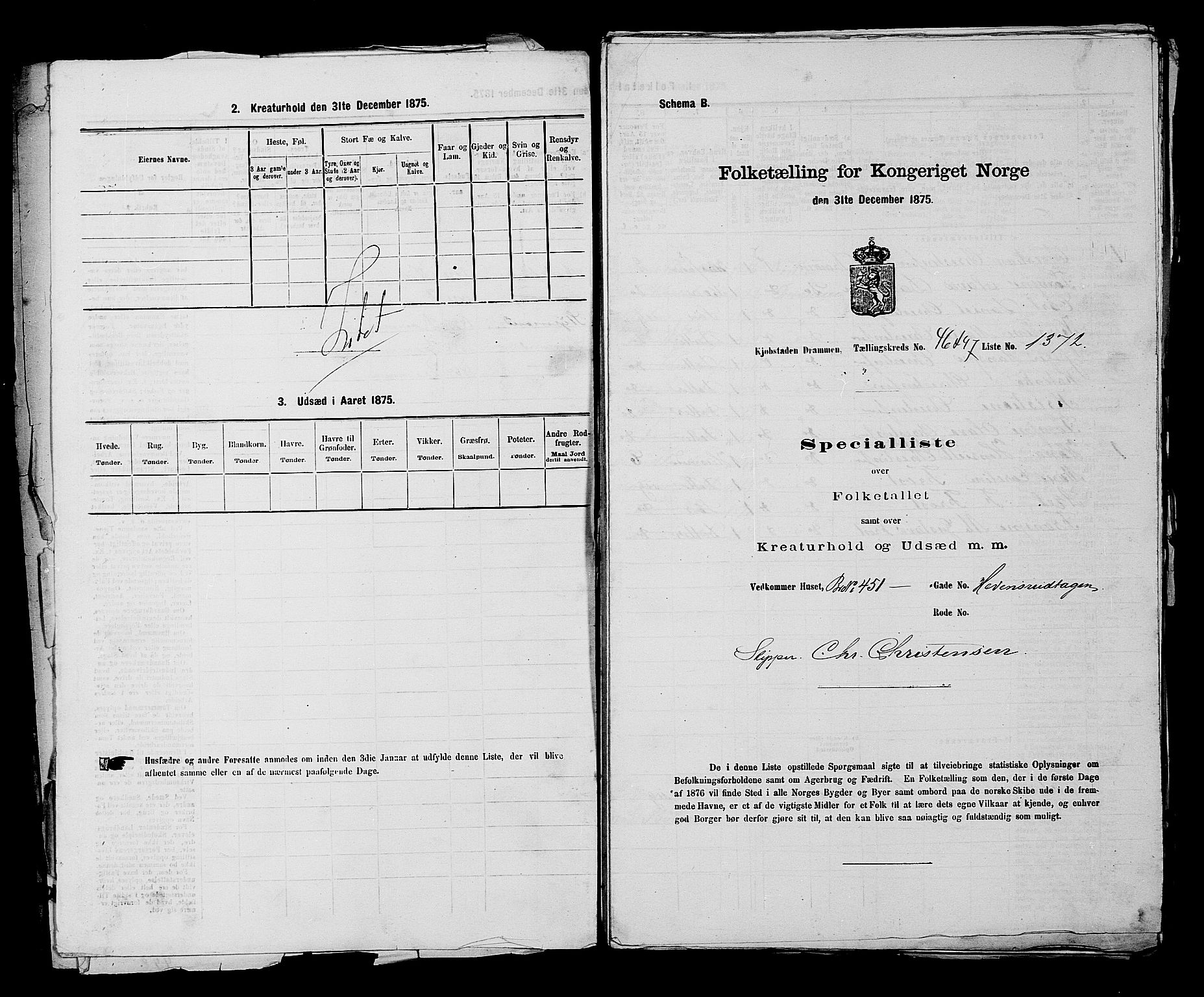 SAKO, 1875 census for 0602 Drammen, 1875, p. 3686