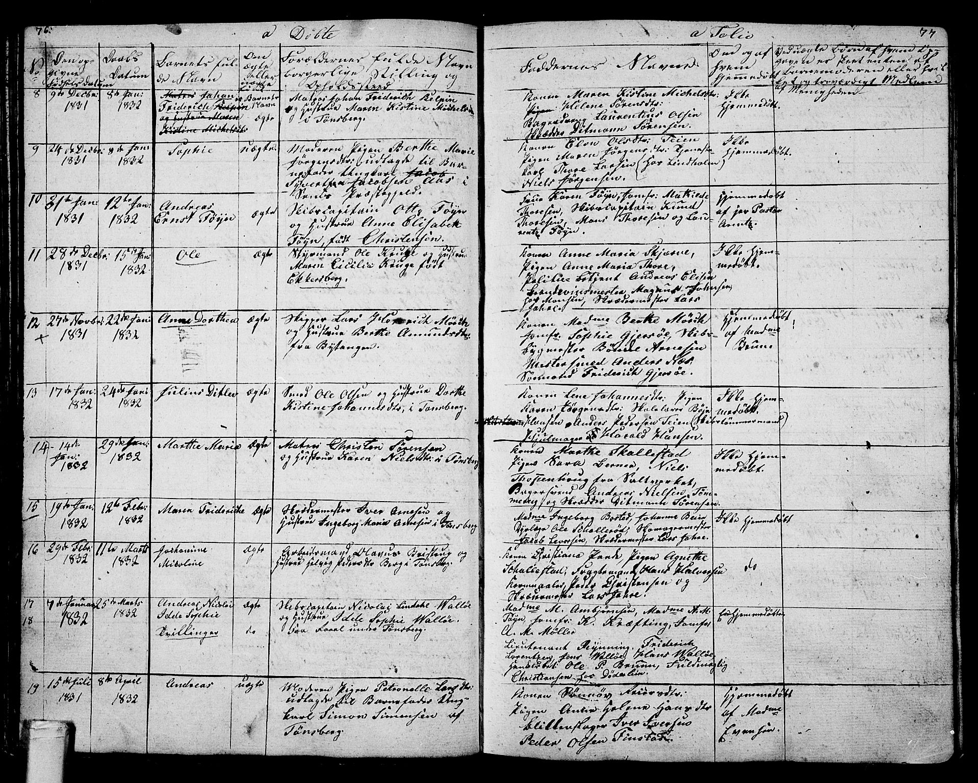 Tønsberg kirkebøker, AV/SAKO-A-330/G/Ga/L0002: Parish register (copy) no. 2, 1827-1854, p. 76-77