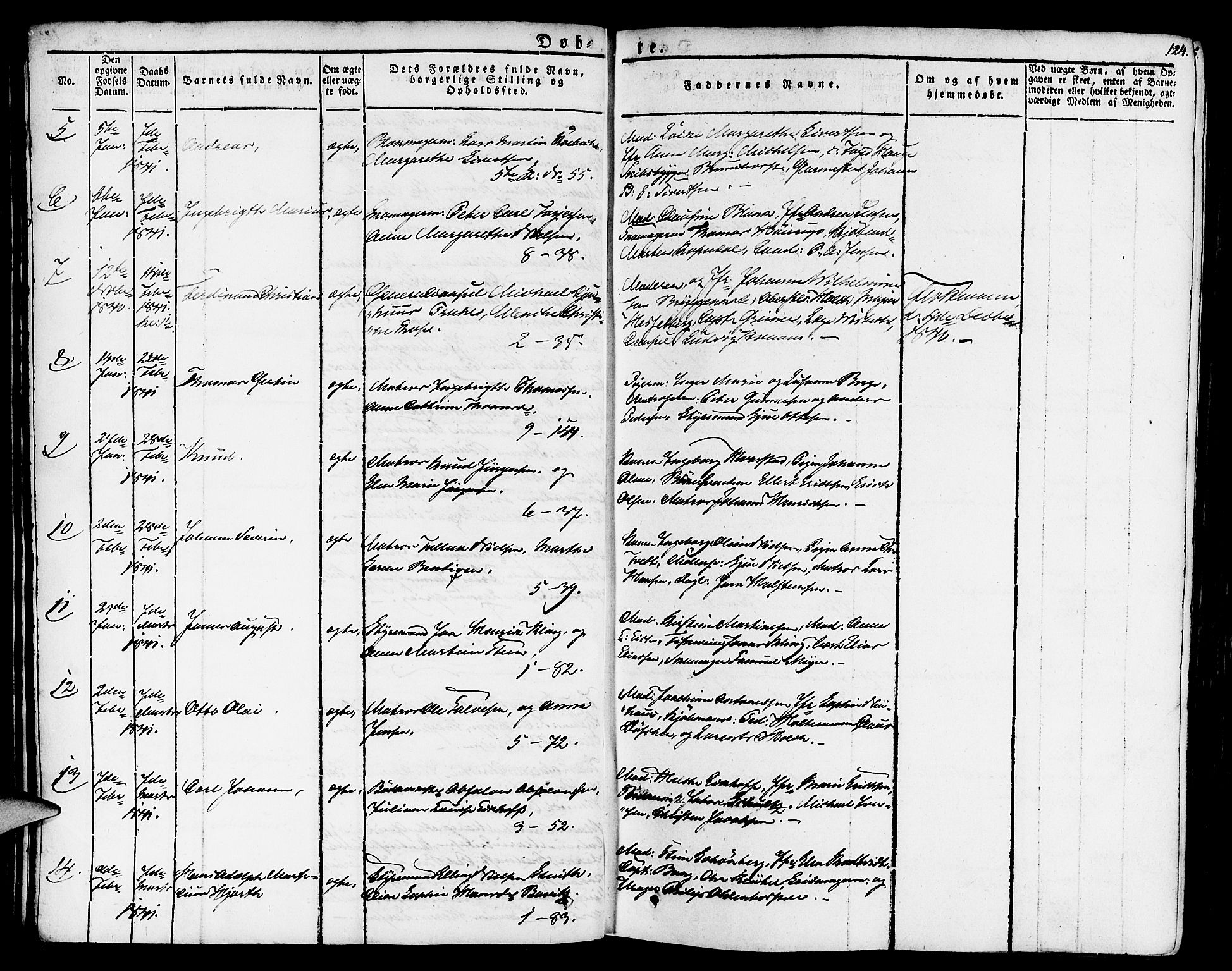 Nykirken Sokneprestembete, SAB/A-77101/H/Haa/L0012: Parish register (official) no. A 12, 1821-1844, p. 124