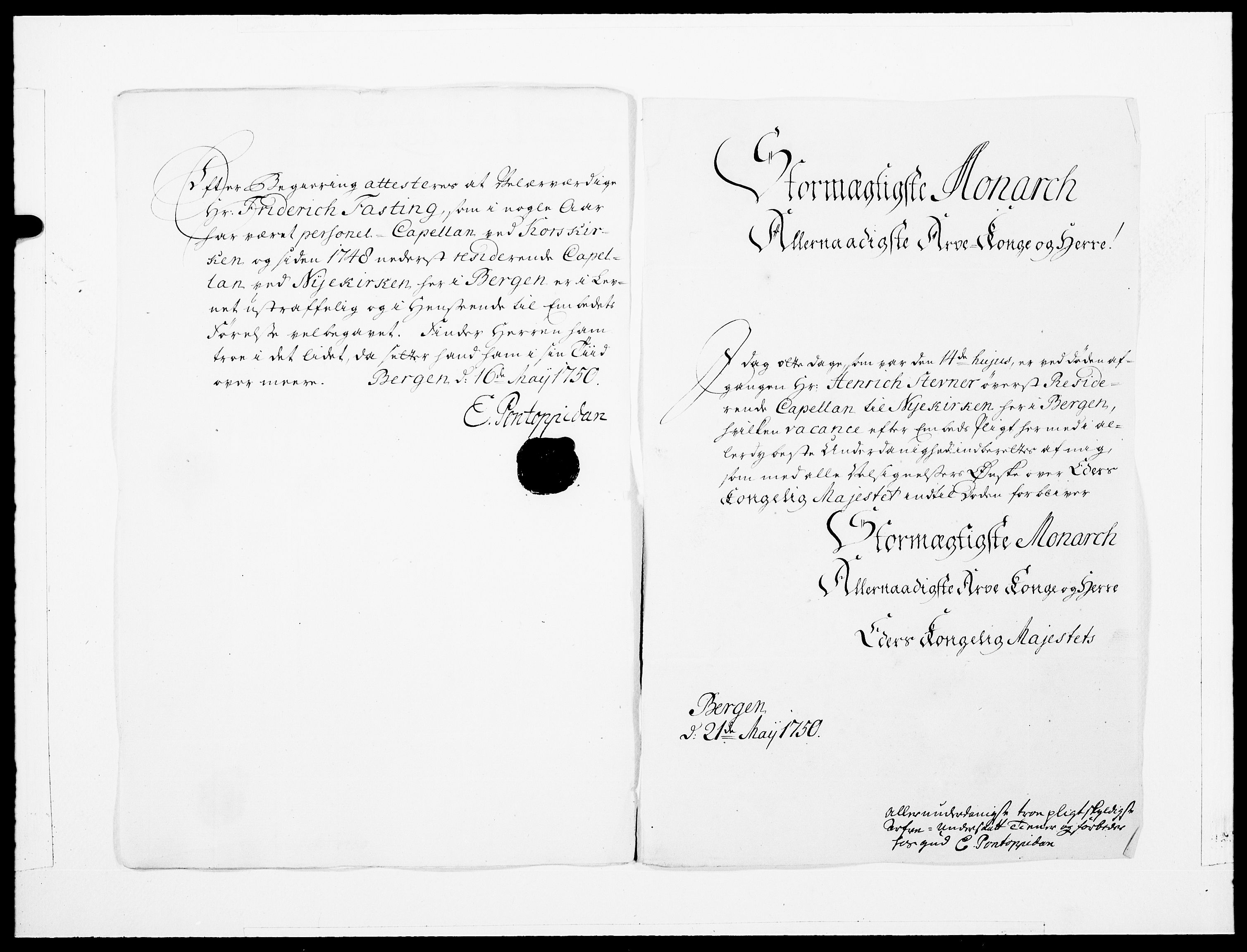 Danske Kanselli 1572-1799, AV/RA-EA-3023/F/Fc/Fcc/Fcca/L0156: Norske innlegg 1572-1799, 1750, p. 318