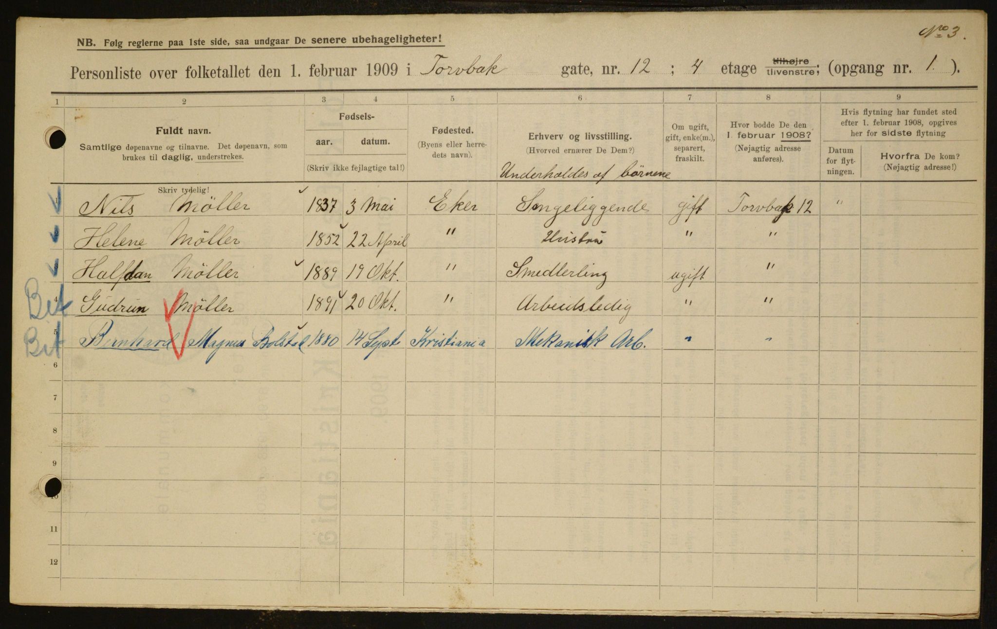 OBA, Municipal Census 1909 for Kristiania, 1909, p. 104473