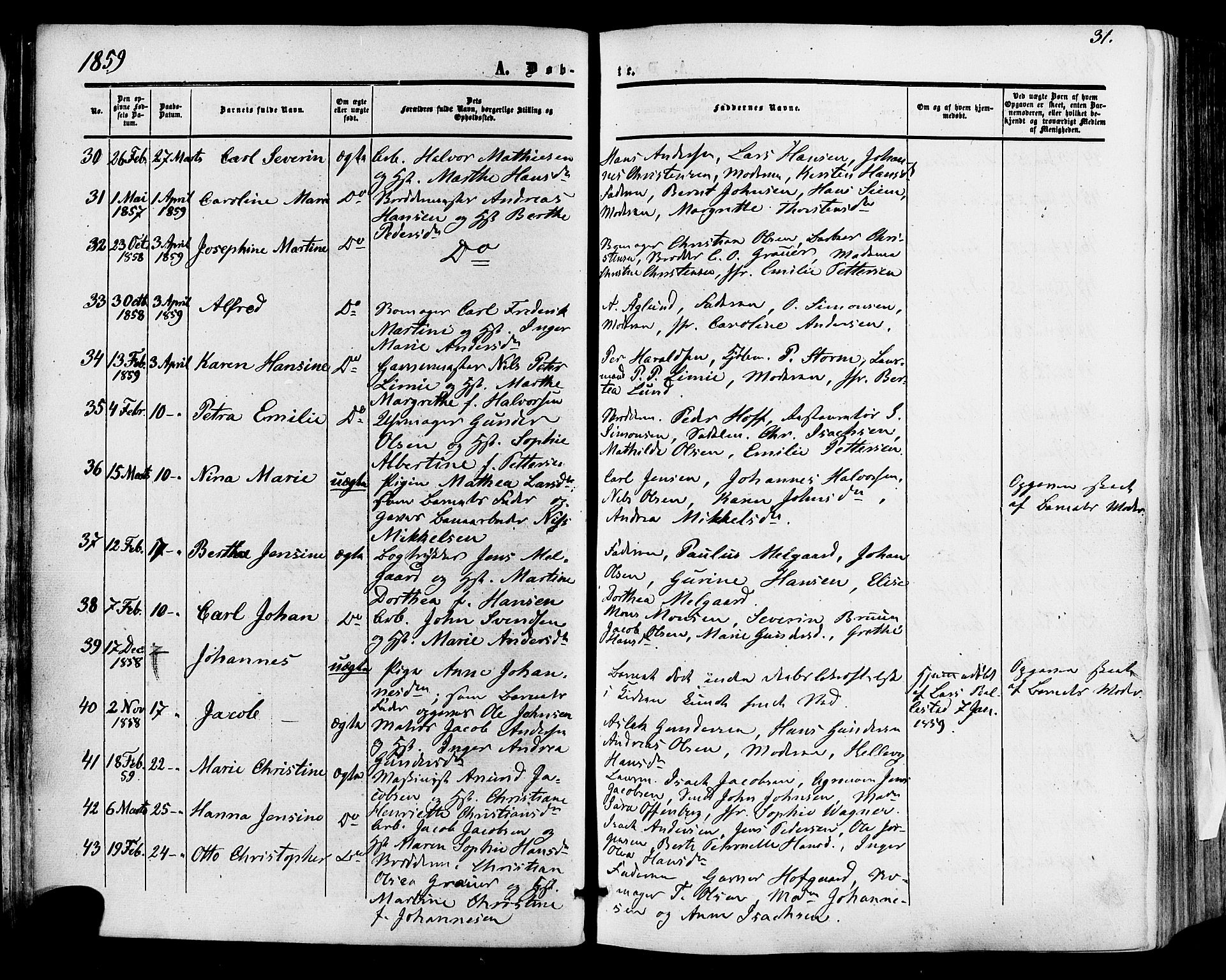 Skien kirkebøker, AV/SAKO-A-302/F/Fa/L0007: Parish register (official) no. 7, 1856-1865, p. 31