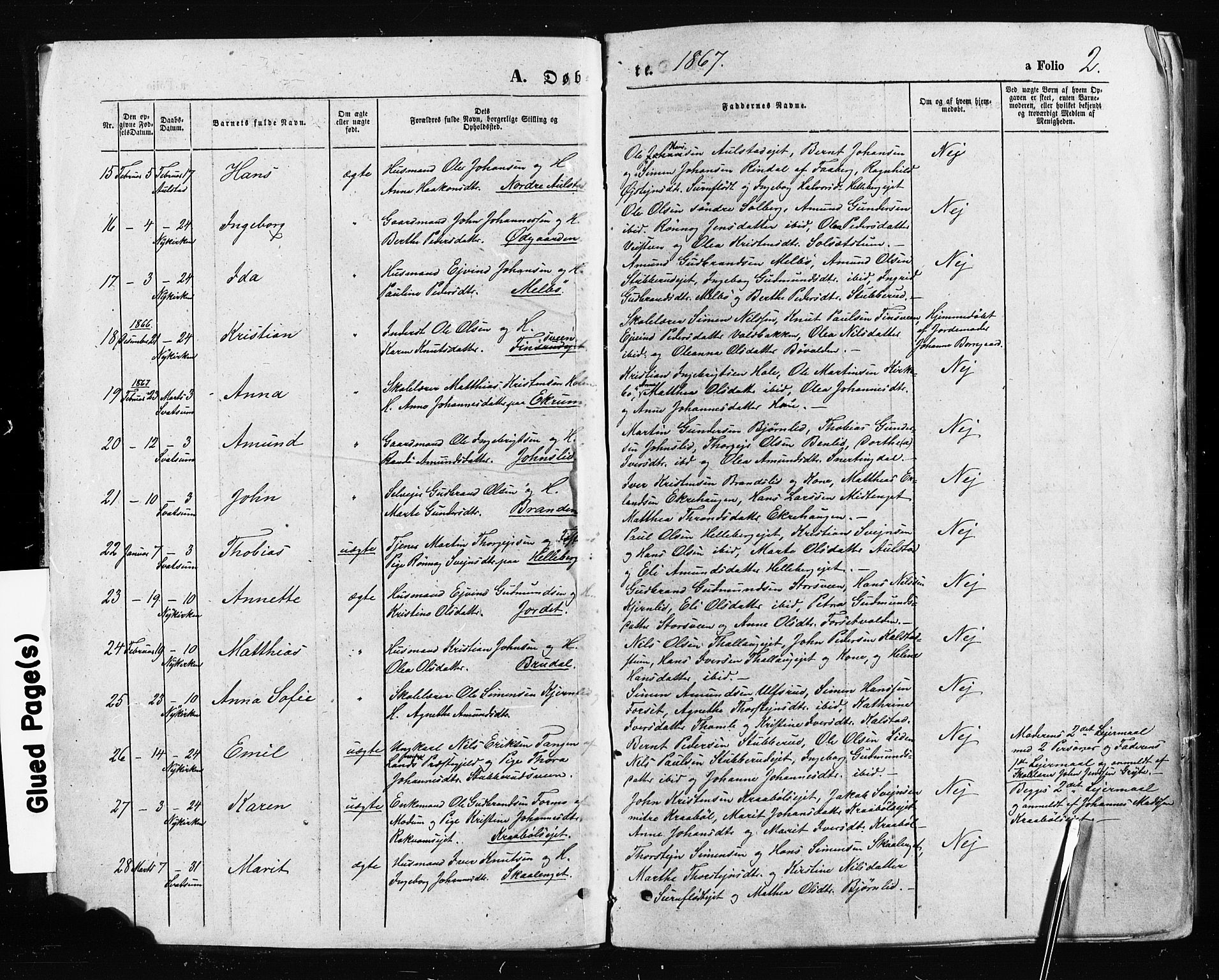 Gausdal prestekontor, SAH/PREST-090/H/Ha/Haa/L0010: Parish register (official) no. 10, 1867-1886, p. 2