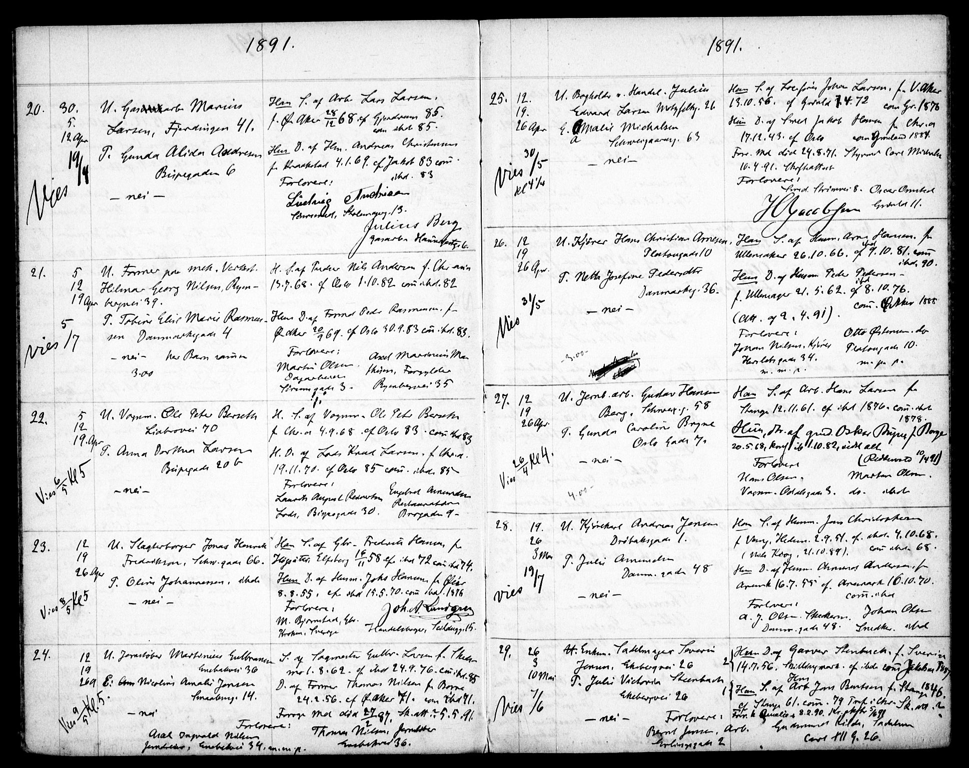 Gamlebyen prestekontor Kirkebøker, AV/SAO-A-10884/H/Ha/L0001: Banns register no. 1, 1891-1898
