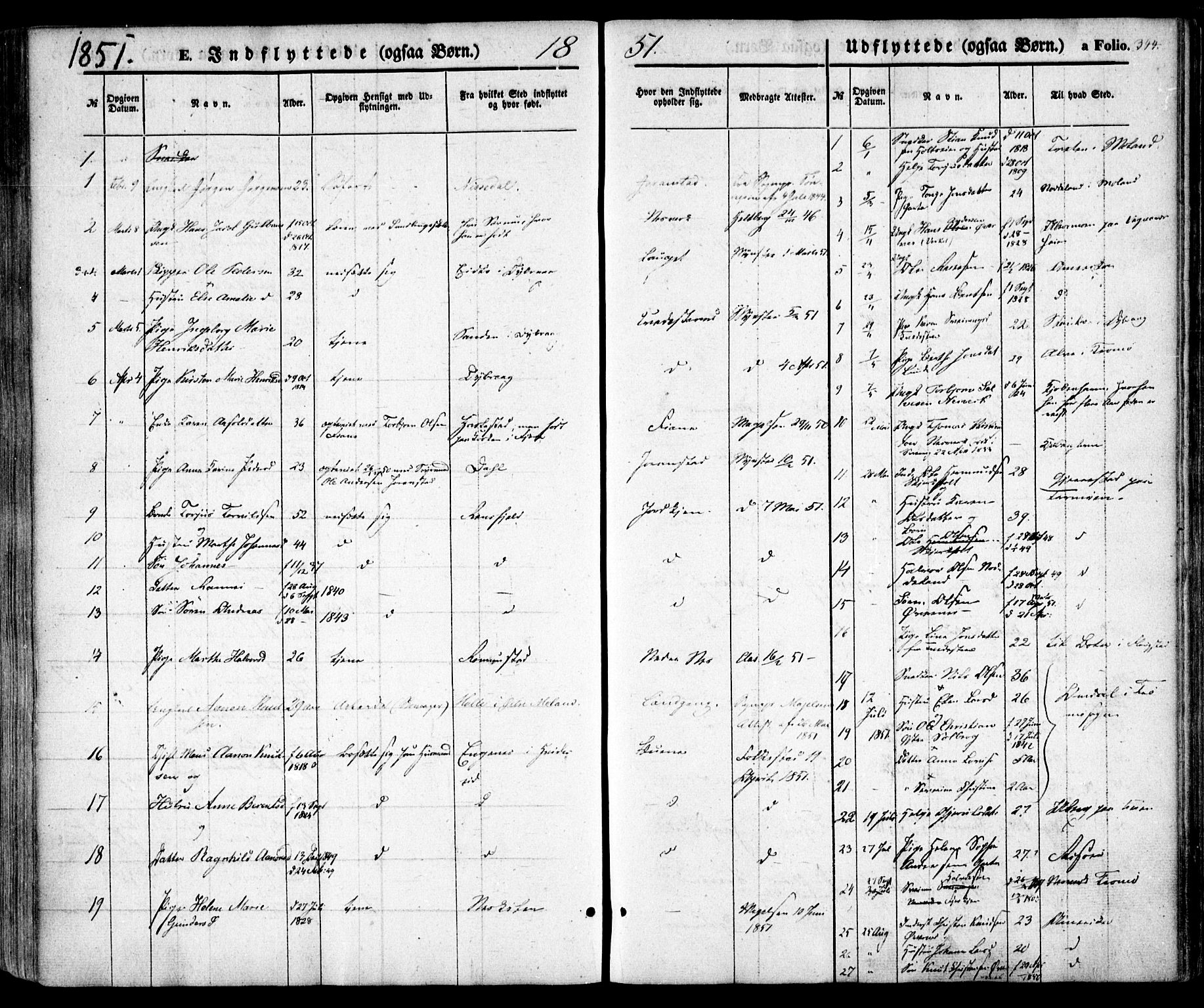 Holt sokneprestkontor, AV/SAK-1111-0021/F/Fa/L0008: Parish register (official) no. A 8, 1849-1860, p. 344