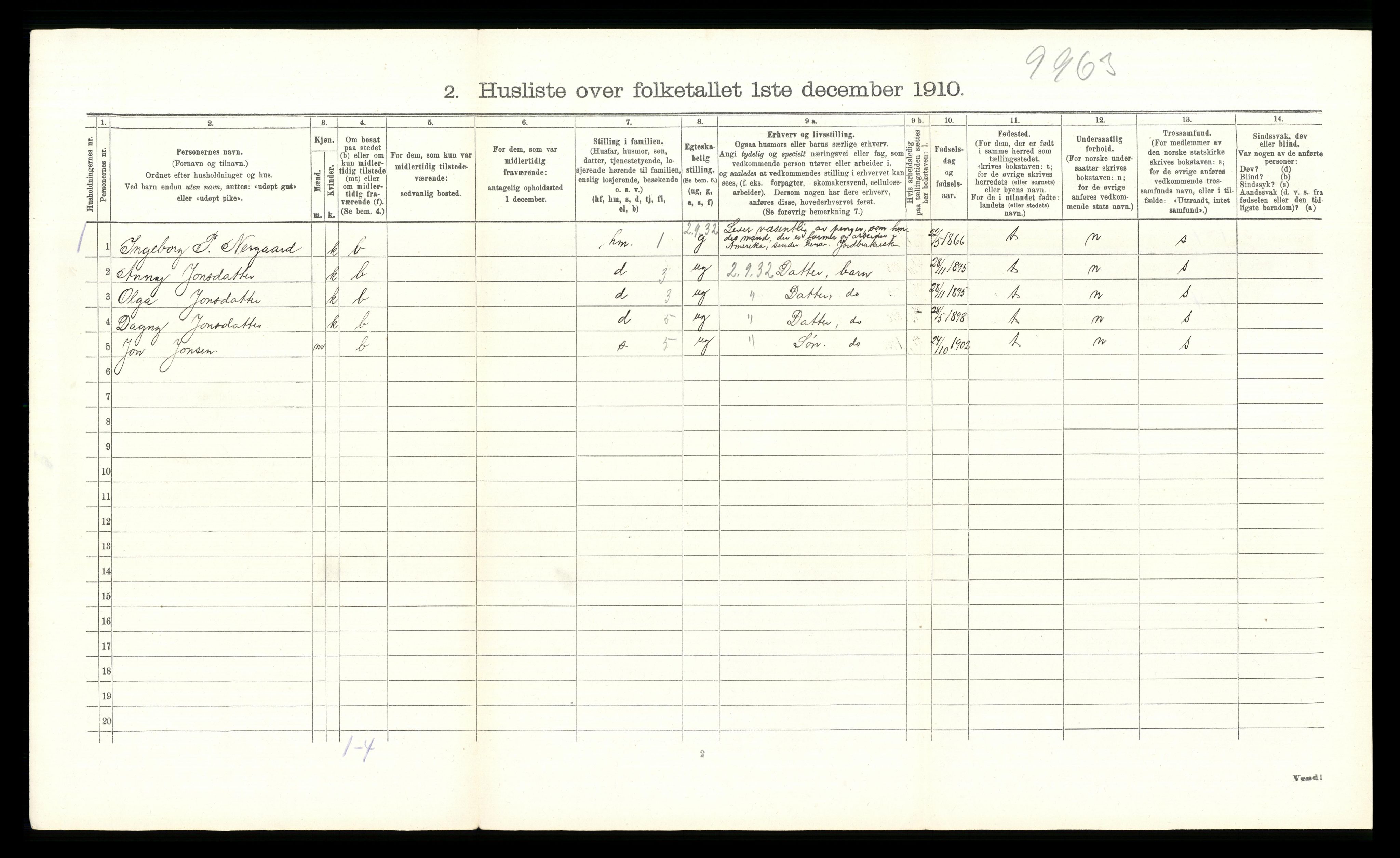 RA, 1910 census for Tolga, 1910, p. 145