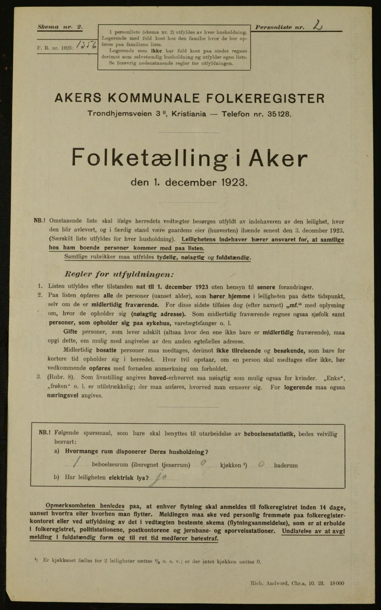 , Municipal Census 1923 for Aker, 1923, p. 16337