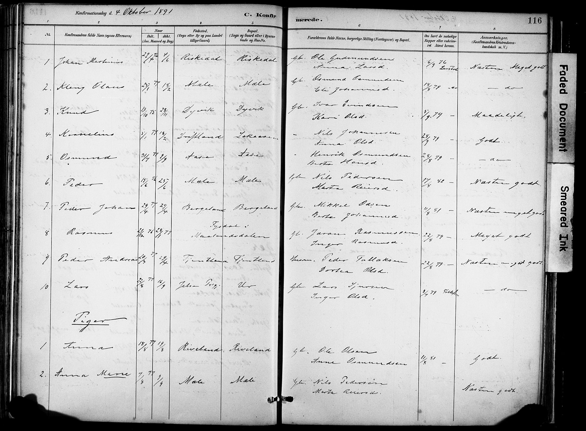 Hjelmeland sokneprestkontor, AV/SAST-A-101843/02/A/L0001: Parish register (official) no. A 16, 1887-1926, p. 116