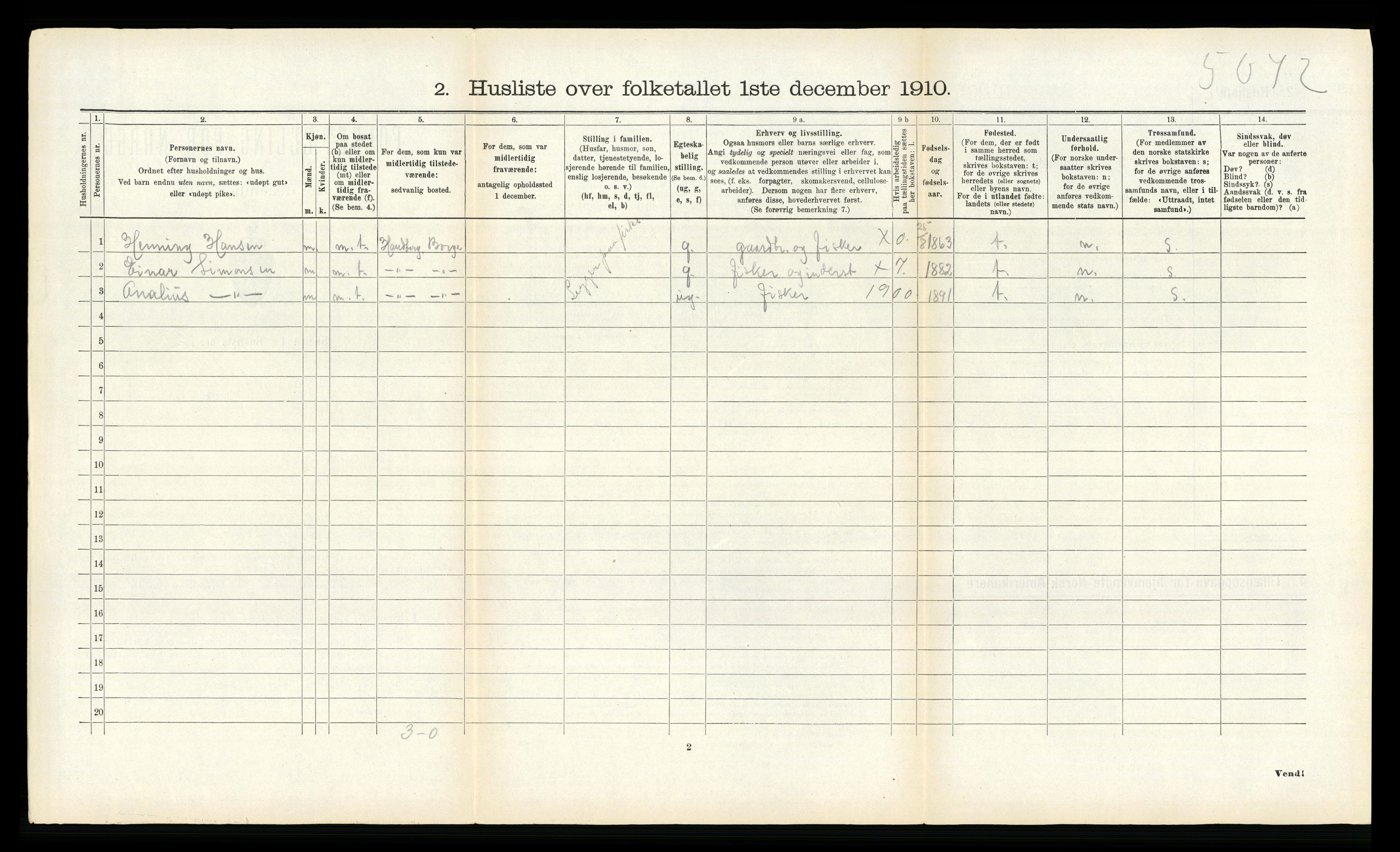 RA, 1910 census for Borge, 1910, p. 462