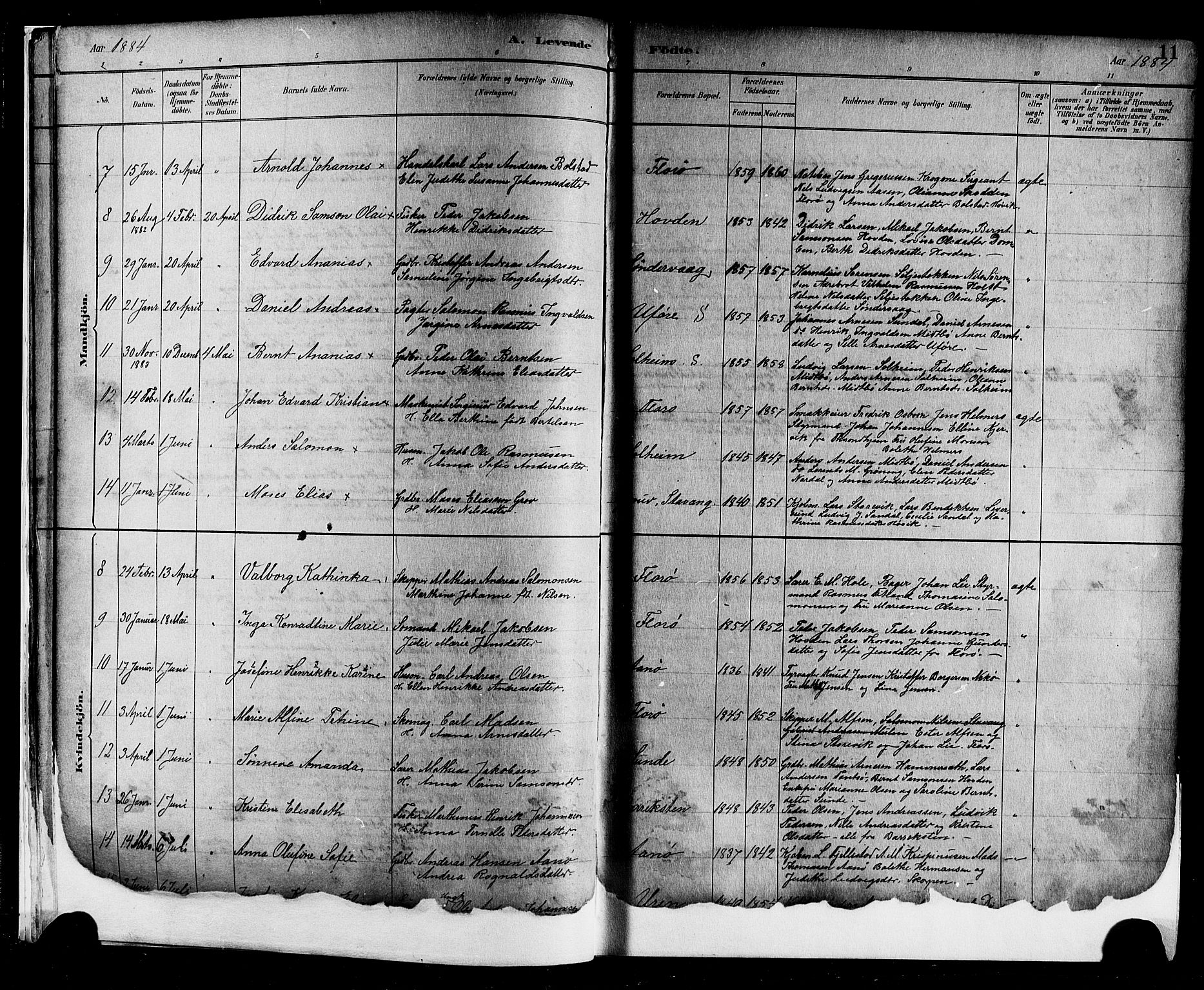 Kinn sokneprestembete, AV/SAB-A-80801/H/Hab/Haba/L0002: Parish register (copy) no. A 2, 1882-1906, p. 11