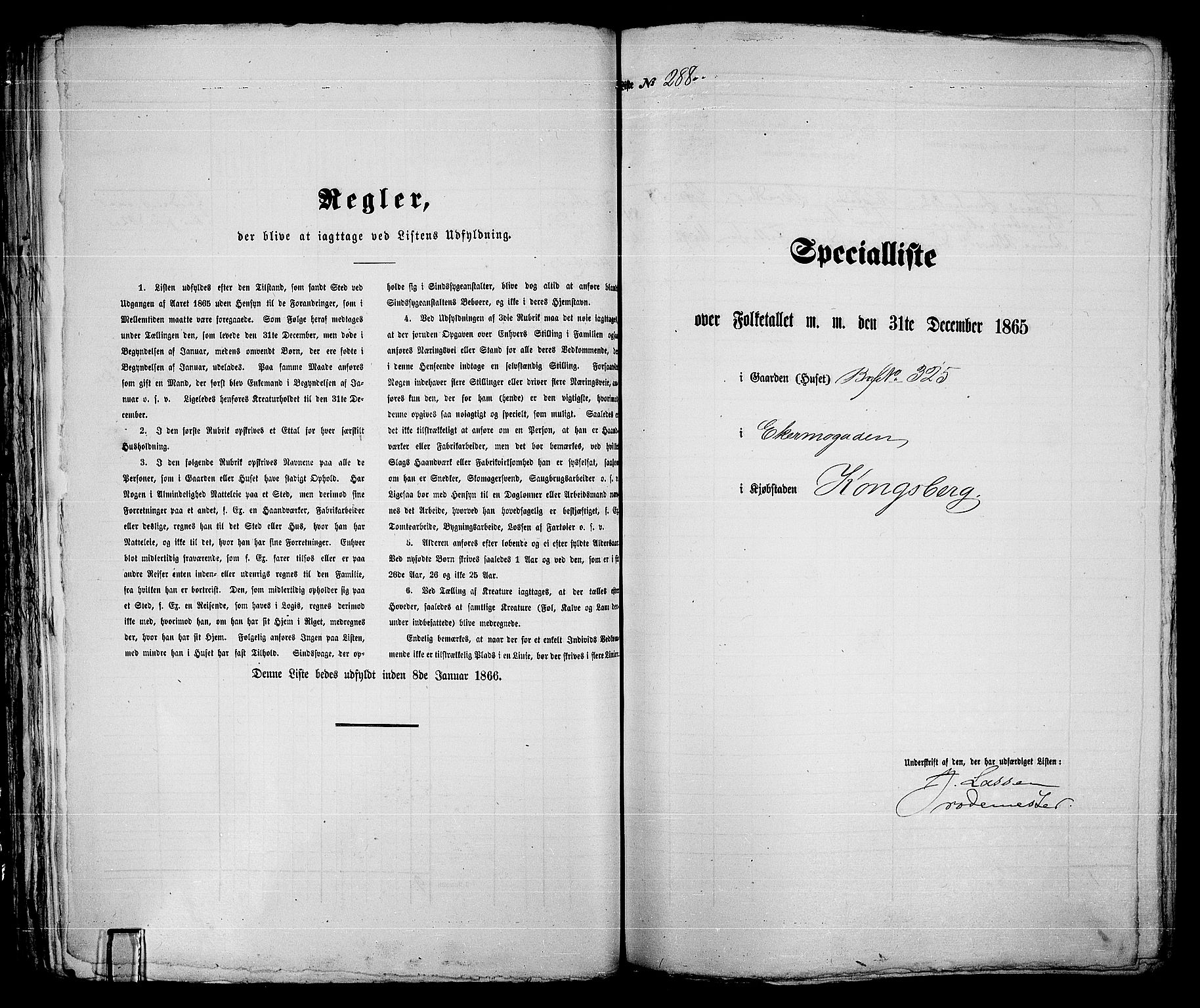 RA, 1865 census for Kongsberg/Kongsberg, 1865, p. 595