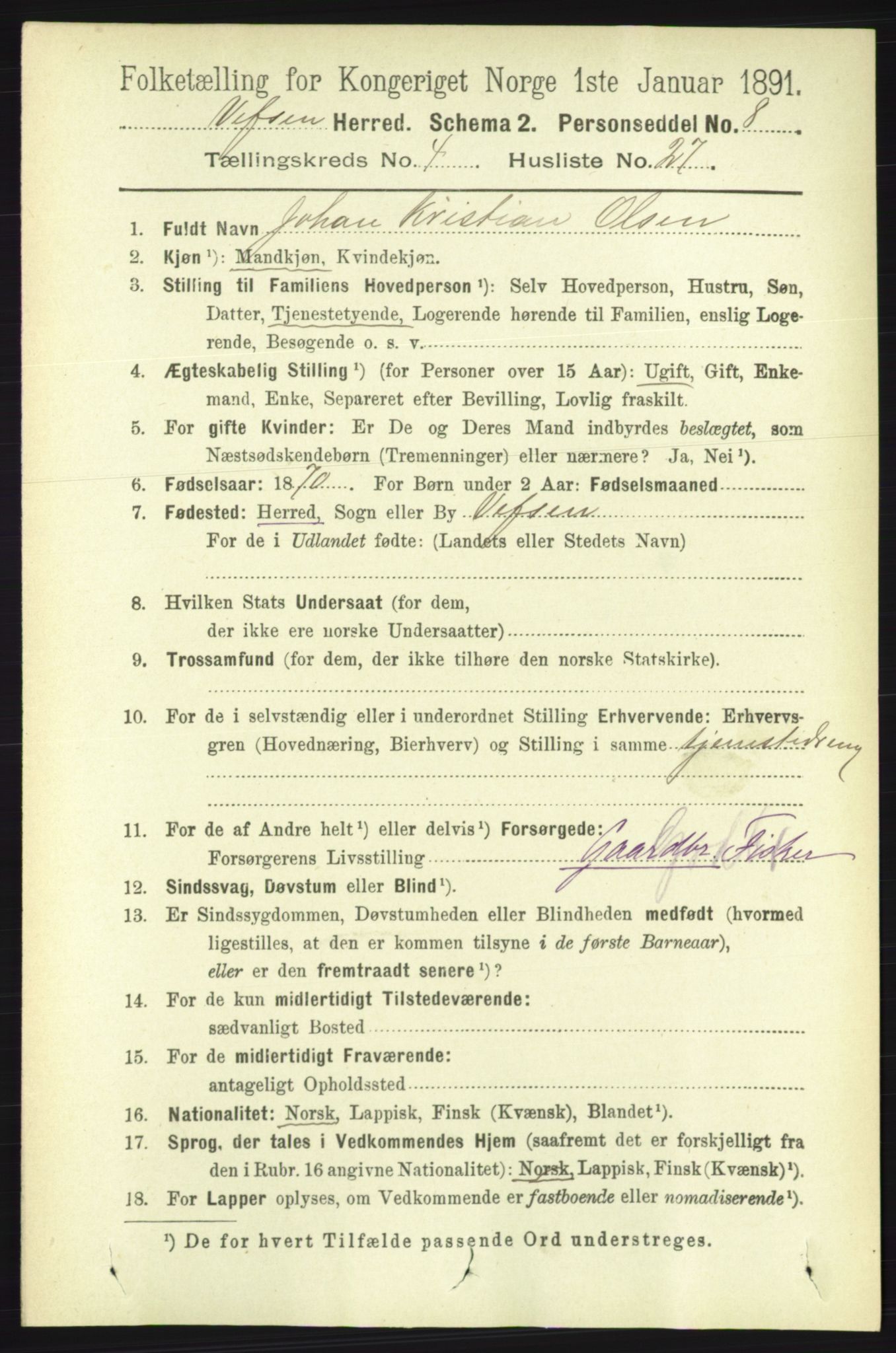 RA, 1891 census for 1824 Vefsn, 1891, p. 1817