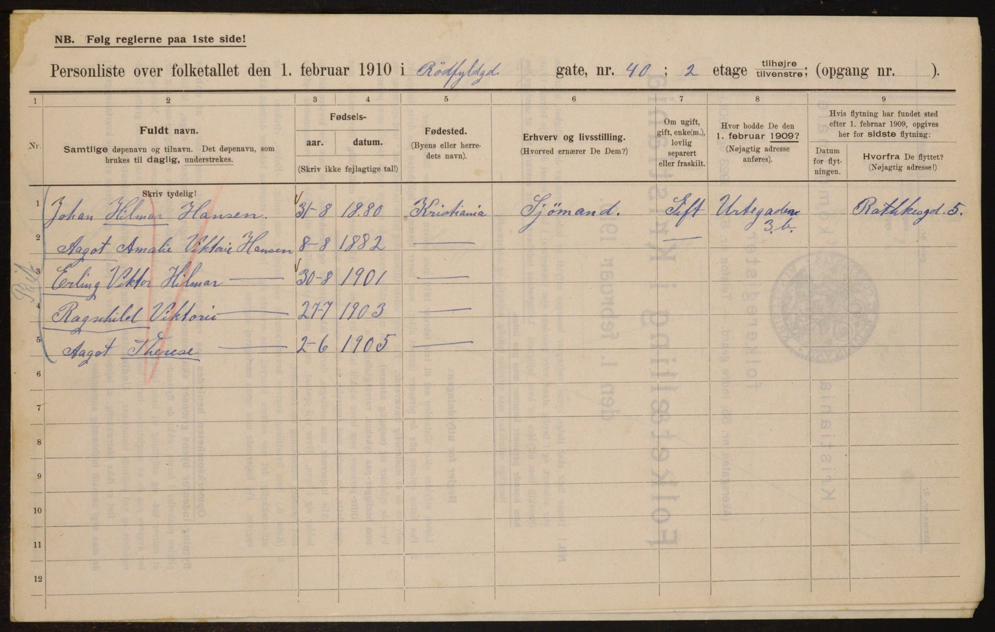 OBA, Municipal Census 1910 for Kristiania, 1910, p. 82377