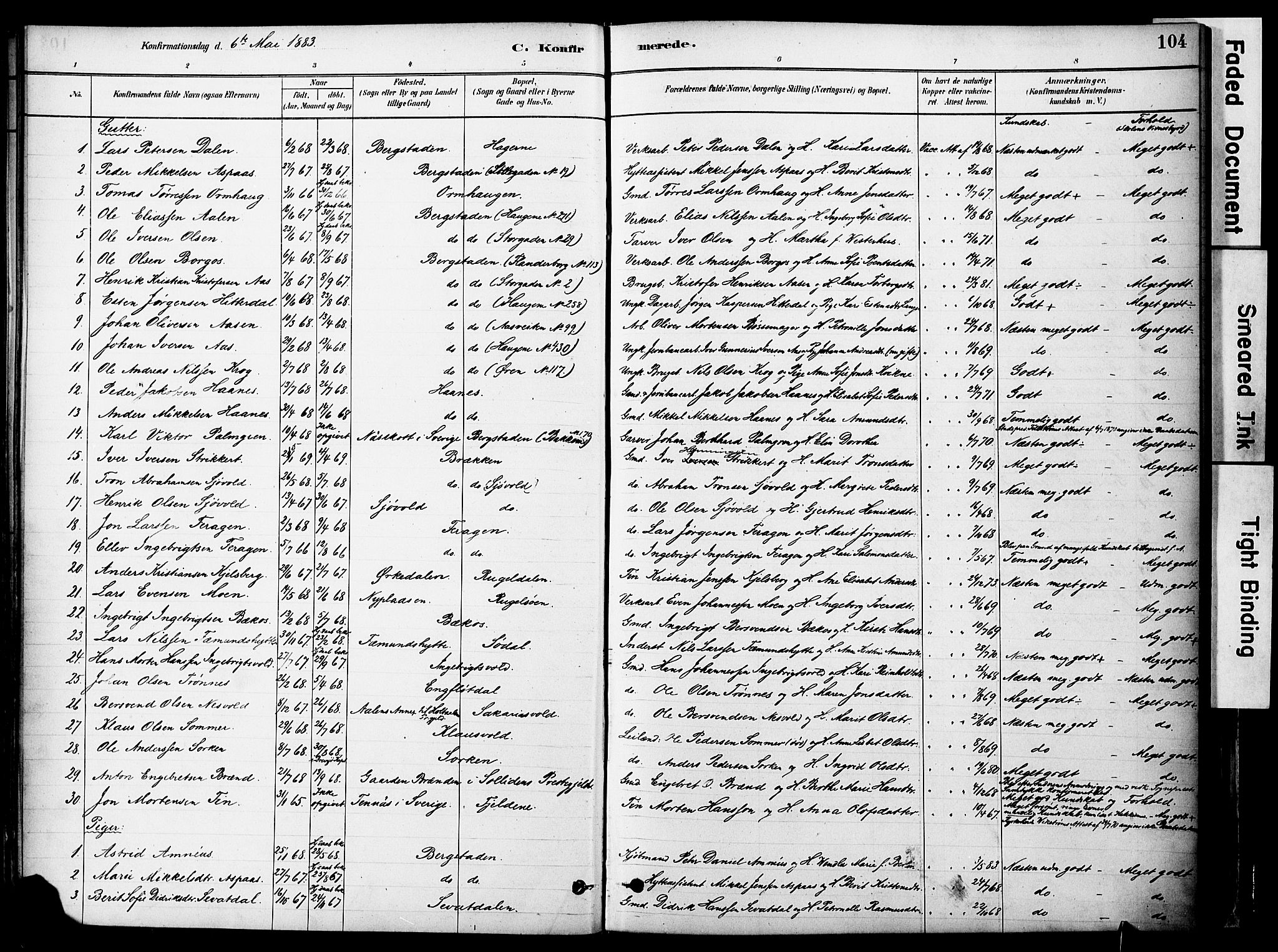 Ministerialprotokoller, klokkerbøker og fødselsregistre - Sør-Trøndelag, SAT/A-1456/681/L0933: Parish register (official) no. 681A11, 1879-1890, p. 104