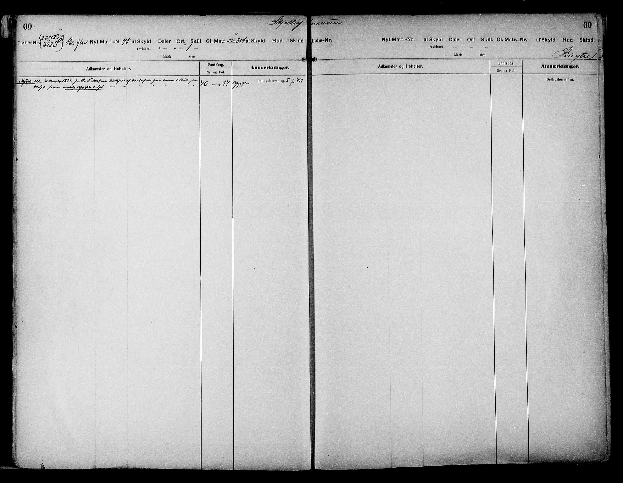 Vestre Nedenes/Sand sorenskriveri, SAK/1221-0010/G/Ga/L0017: Mortgage register no. 13a, 1872-1956, p. 30