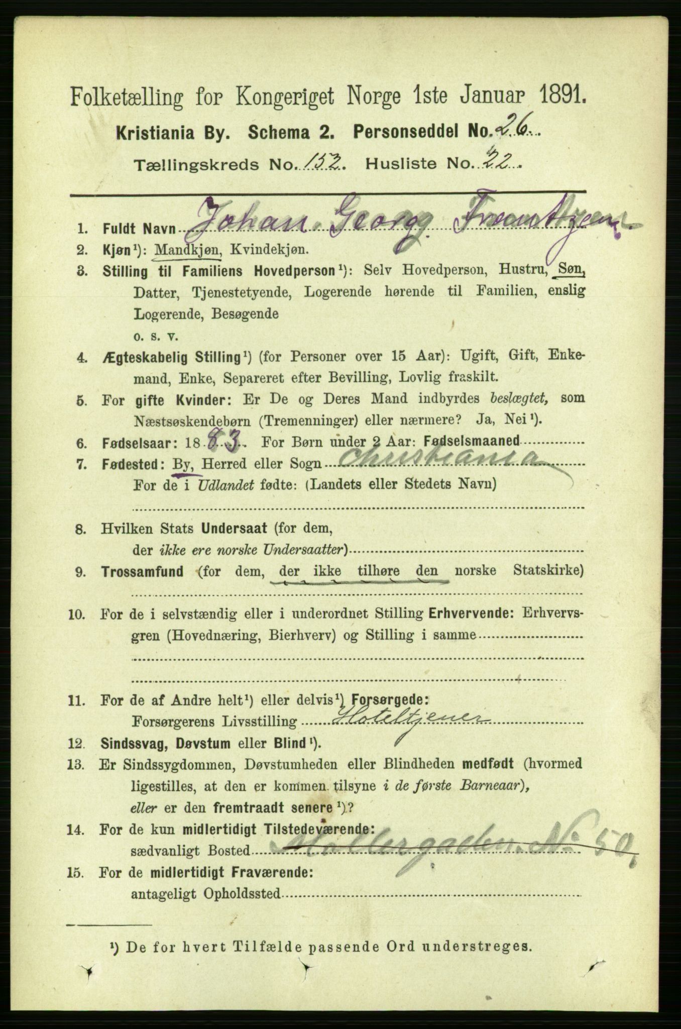 RA, 1891 census for 0301 Kristiania, 1891, p. 85868